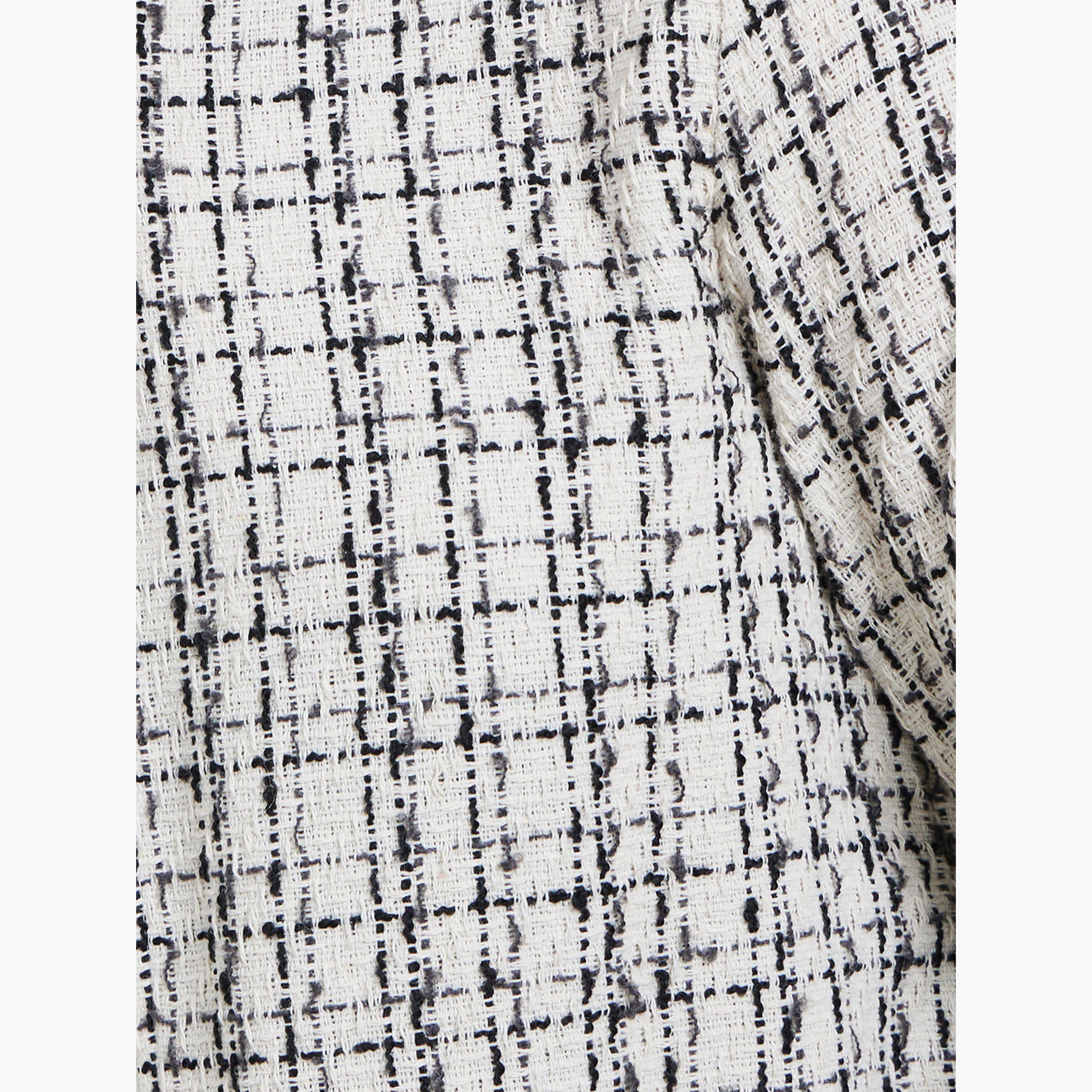 Styli Checked Tweed Look Round Neck Women's Button Through Jacket-women-winterwear-coatsandjackets-jackets-image-5