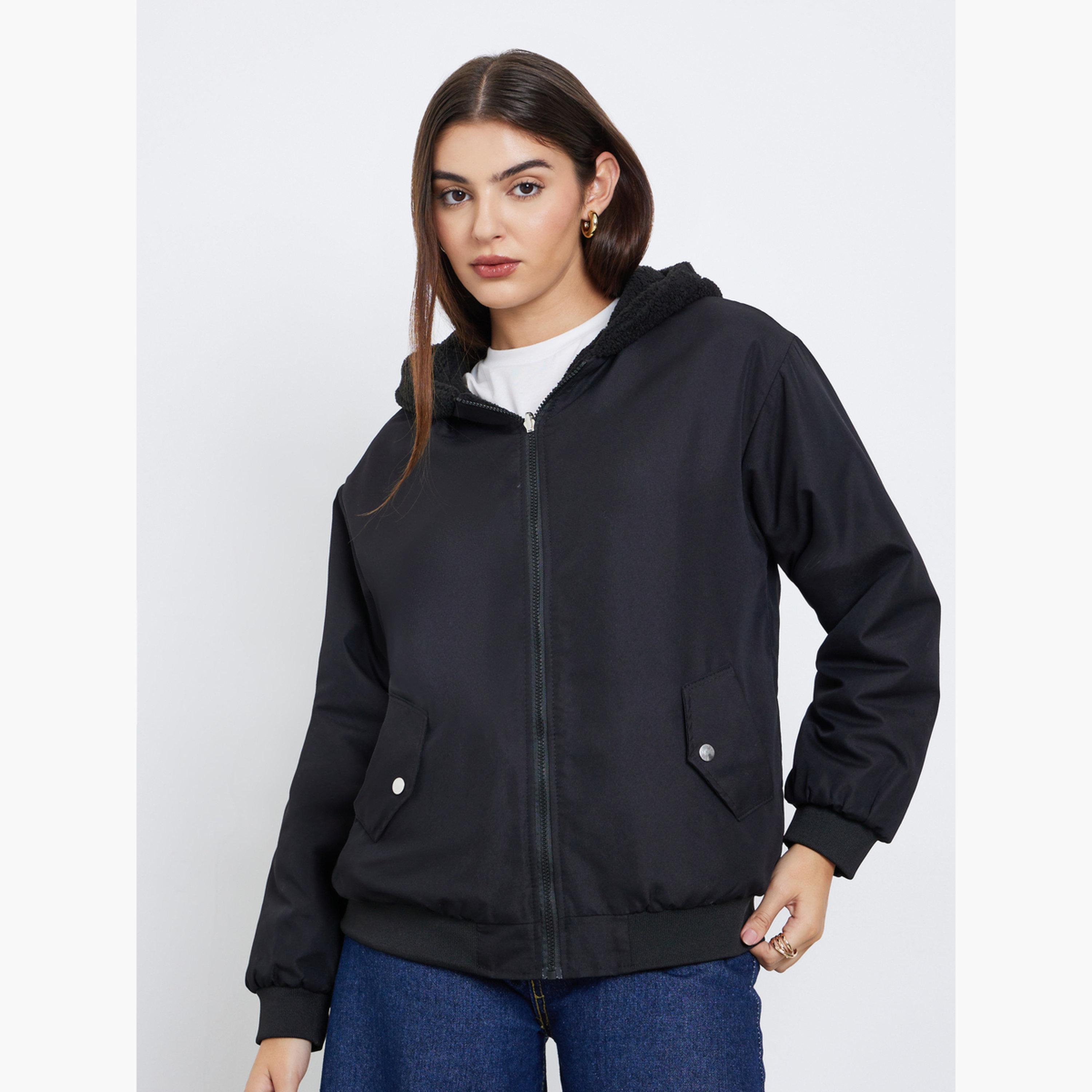 ستايلي - سترة سوداء بغطاء للرأس للنساء -women-clothing-hoodiesandsweatshirts-hoodies-image-1