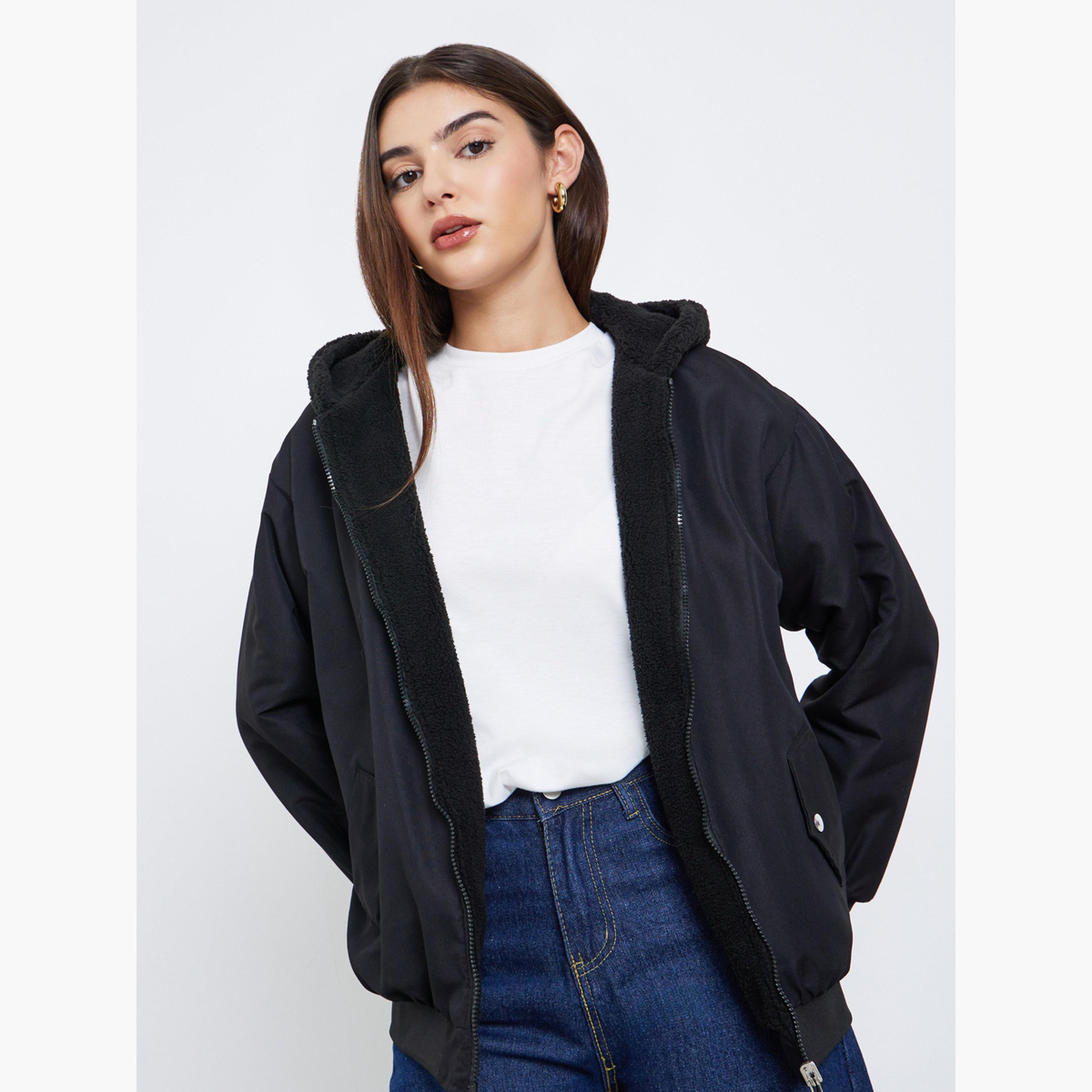 ستايلي - سترة سوداء بغطاء للرأس للنساء -women-clothing-hoodiesandsweatshirts-hoodies-image-3