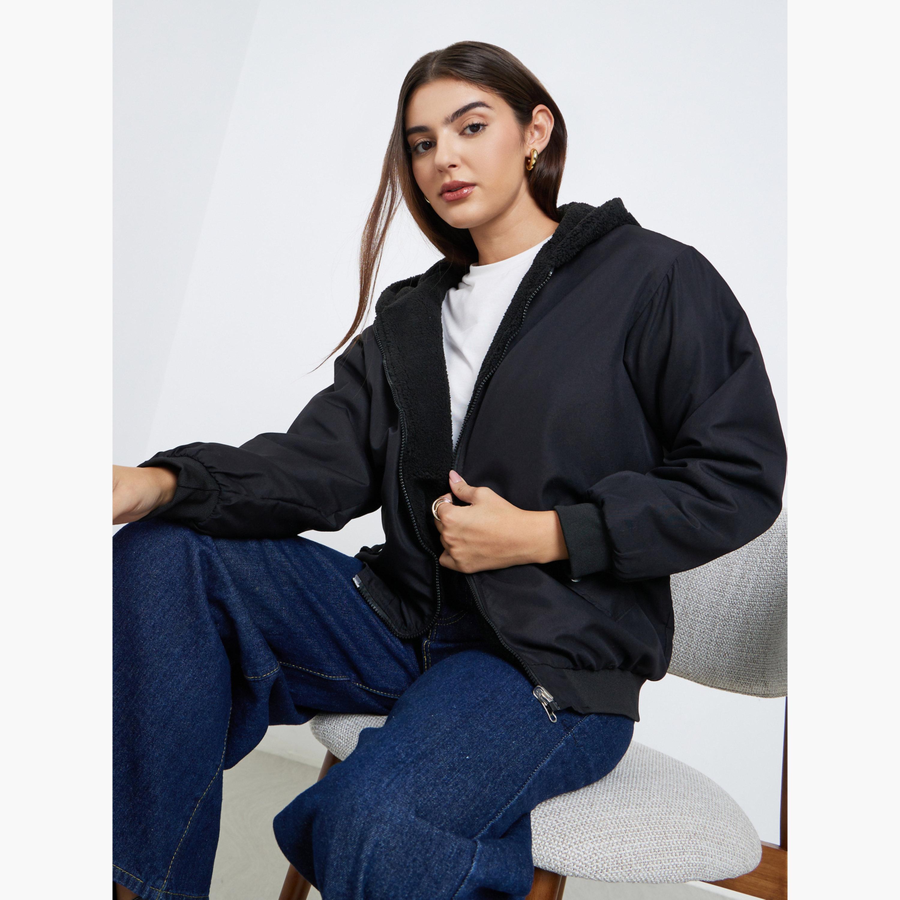 ستايلي - سترة سوداء بغطاء للرأس للنساء -women-clothing-hoodiesandsweatshirts-hoodies-image-4