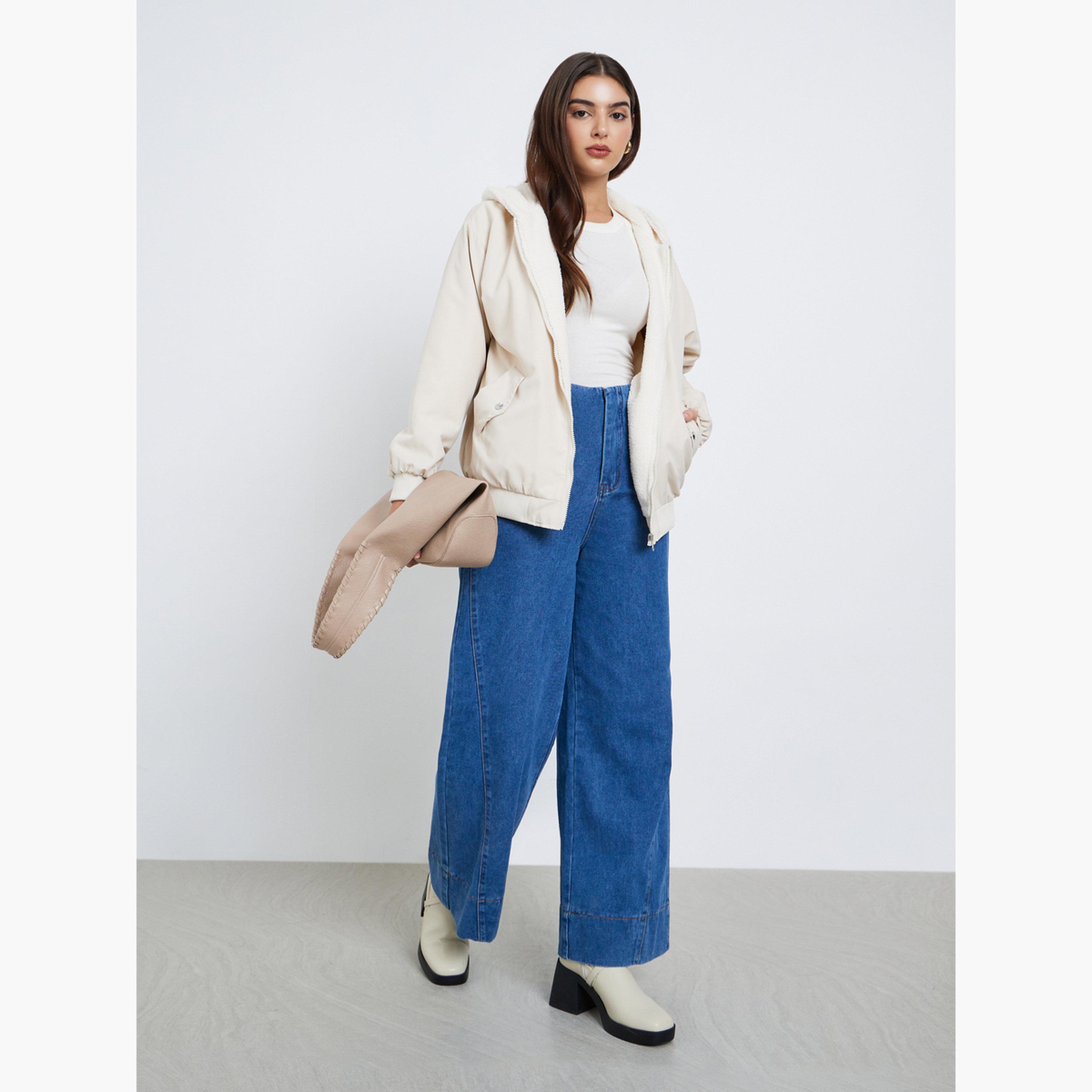 ستايلي - سترة بومبر بغطاء رأس باللون الكريمي للنساء -women-clothing-hoodiesandsweatshirts-hoodies-image-2