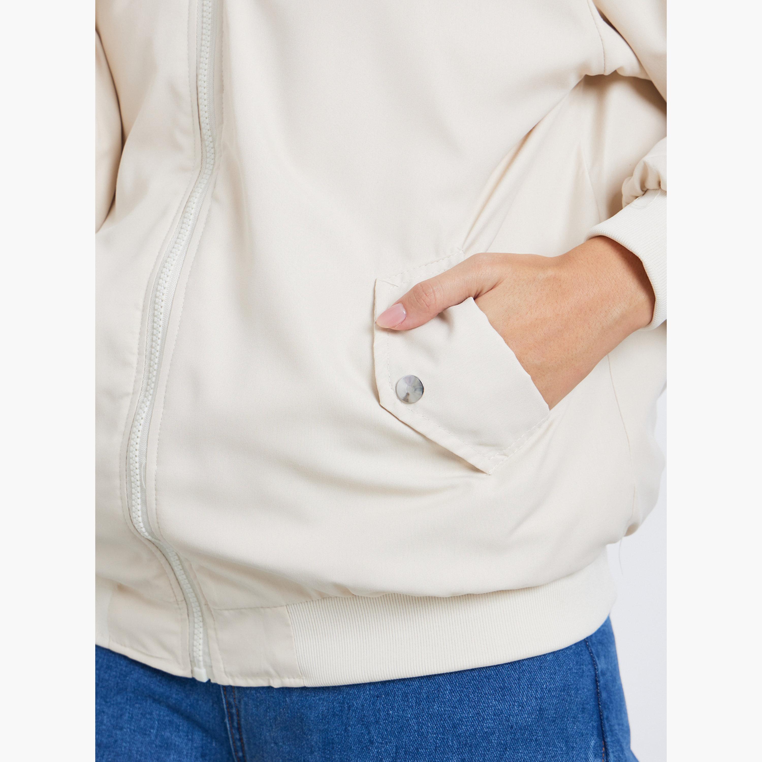 ستايلي - سترة بومبر بغطاء رأس باللون الكريمي للنساء -women-clothing-hoodiesandsweatshirts-hoodies-image-5