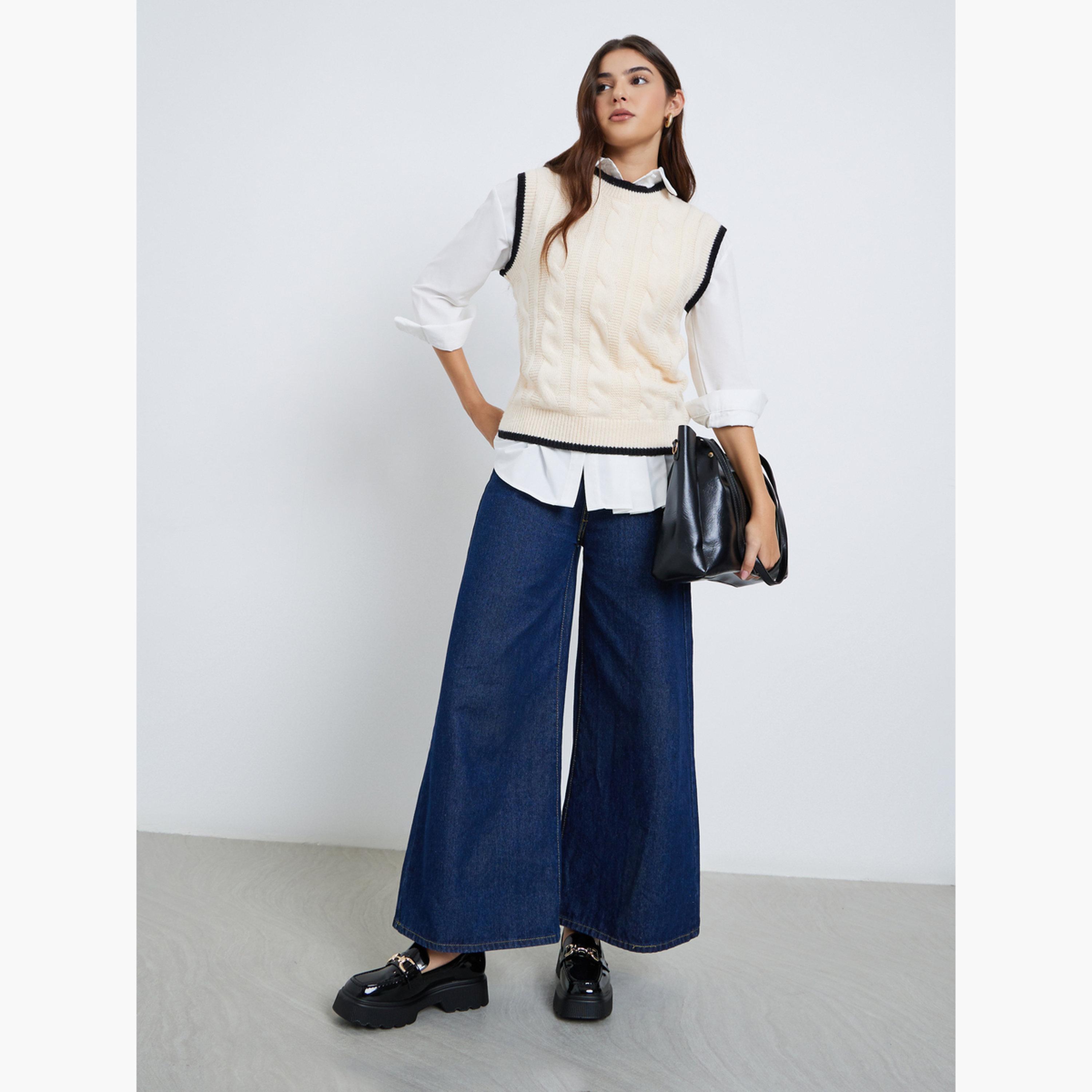 ستايلي - بلوزة كريمية محبوكة برقبة دائرية-women-clothing-cardigansandjumpers-jumpers-image-2