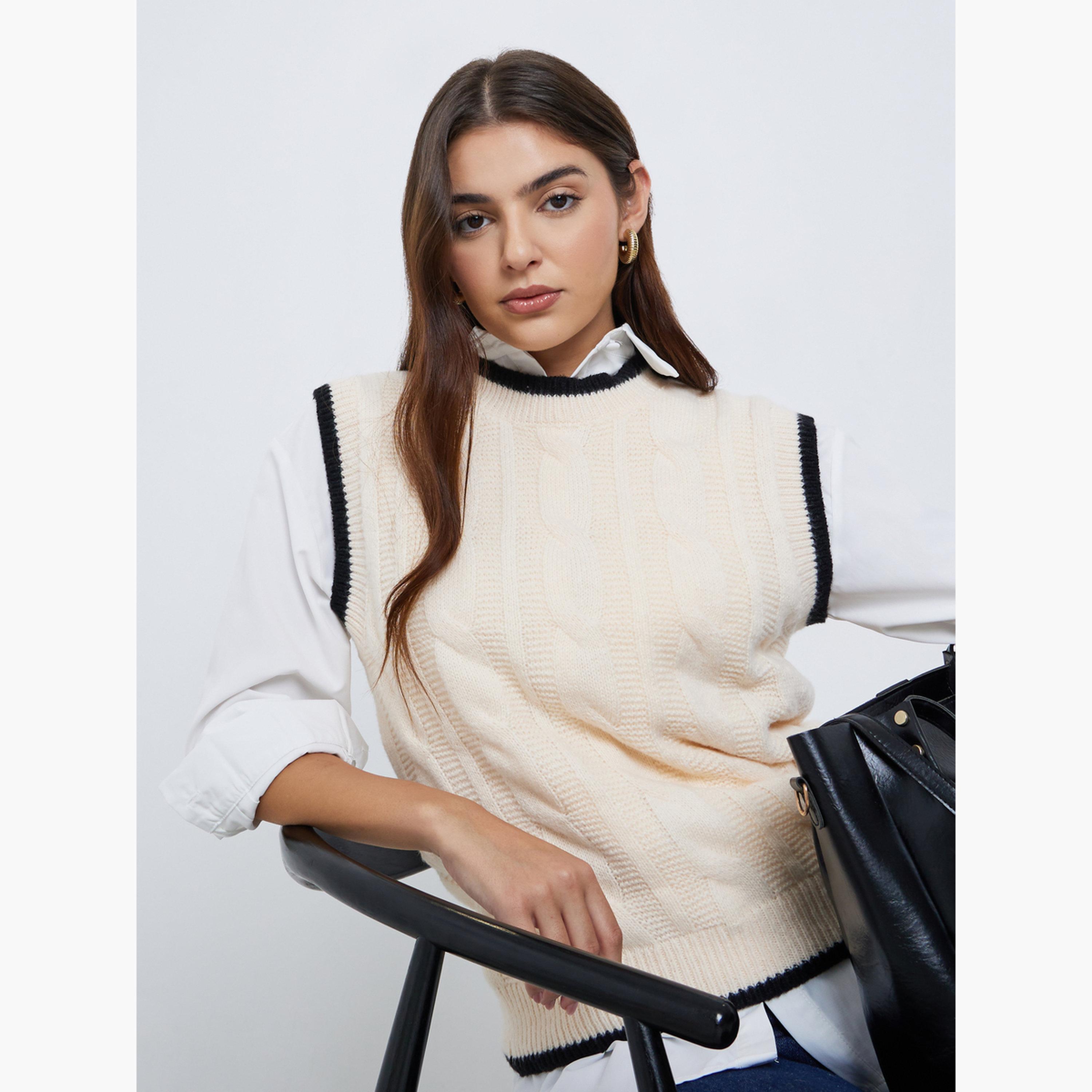 ستايلي - بلوزة كريمية محبوكة برقبة دائرية-women-clothing-cardigansandjumpers-jumpers-image-3