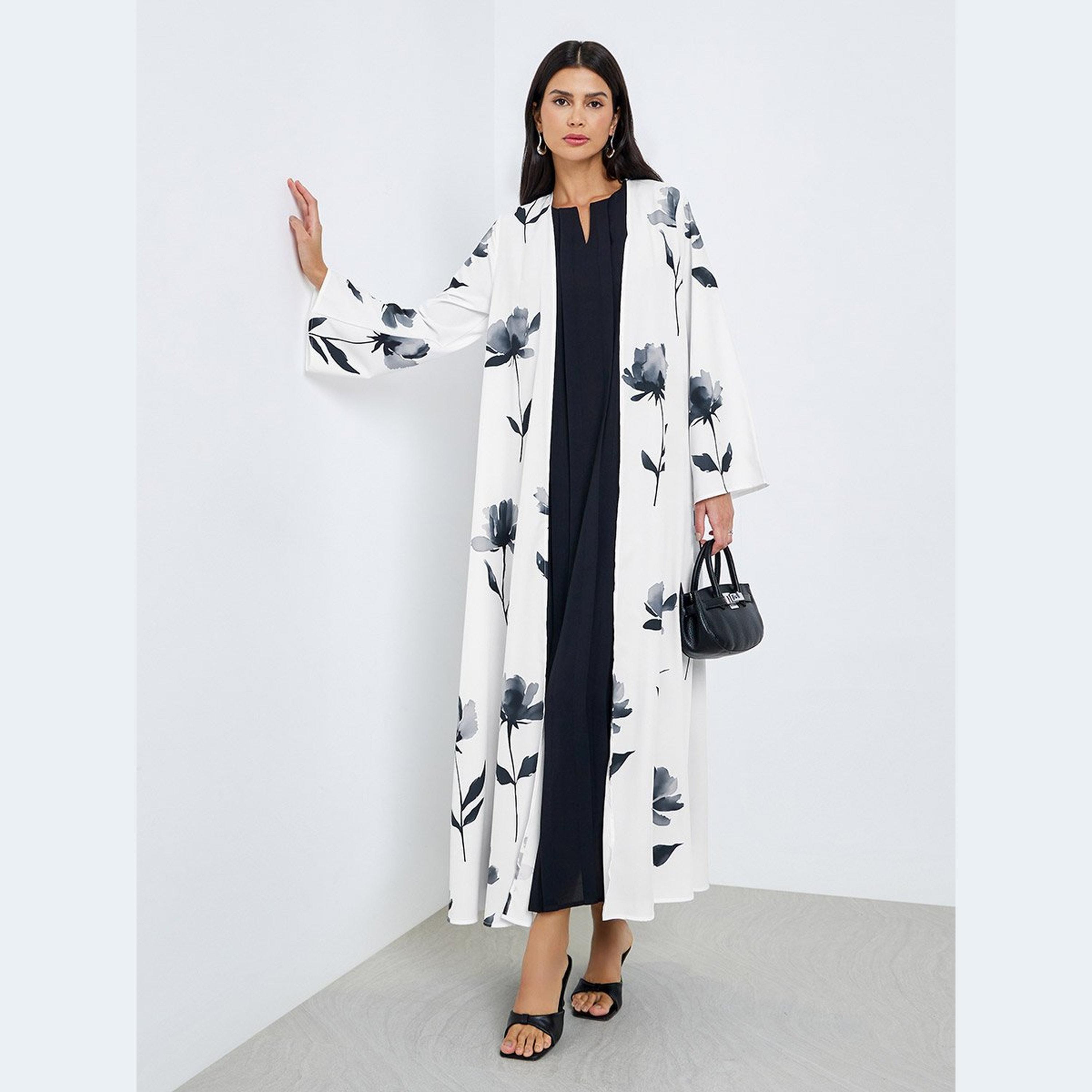 Amirah X Styli Women Floral Print A-Line Abaya-women-arabicclothing-abayas-image-1