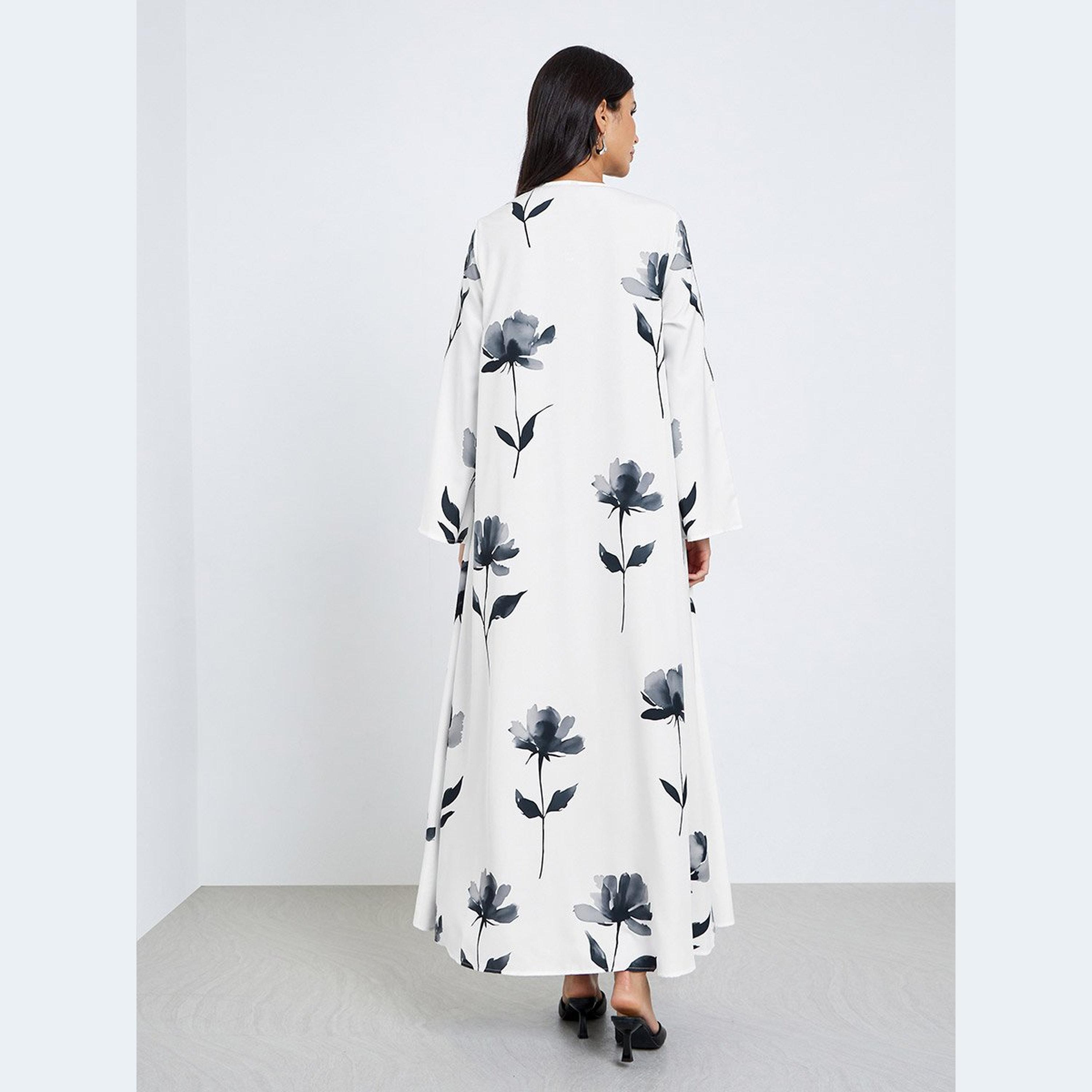 Amirah X Styli Women Floral Print A-Line Abaya-women-arabicclothing-abayas-image-4