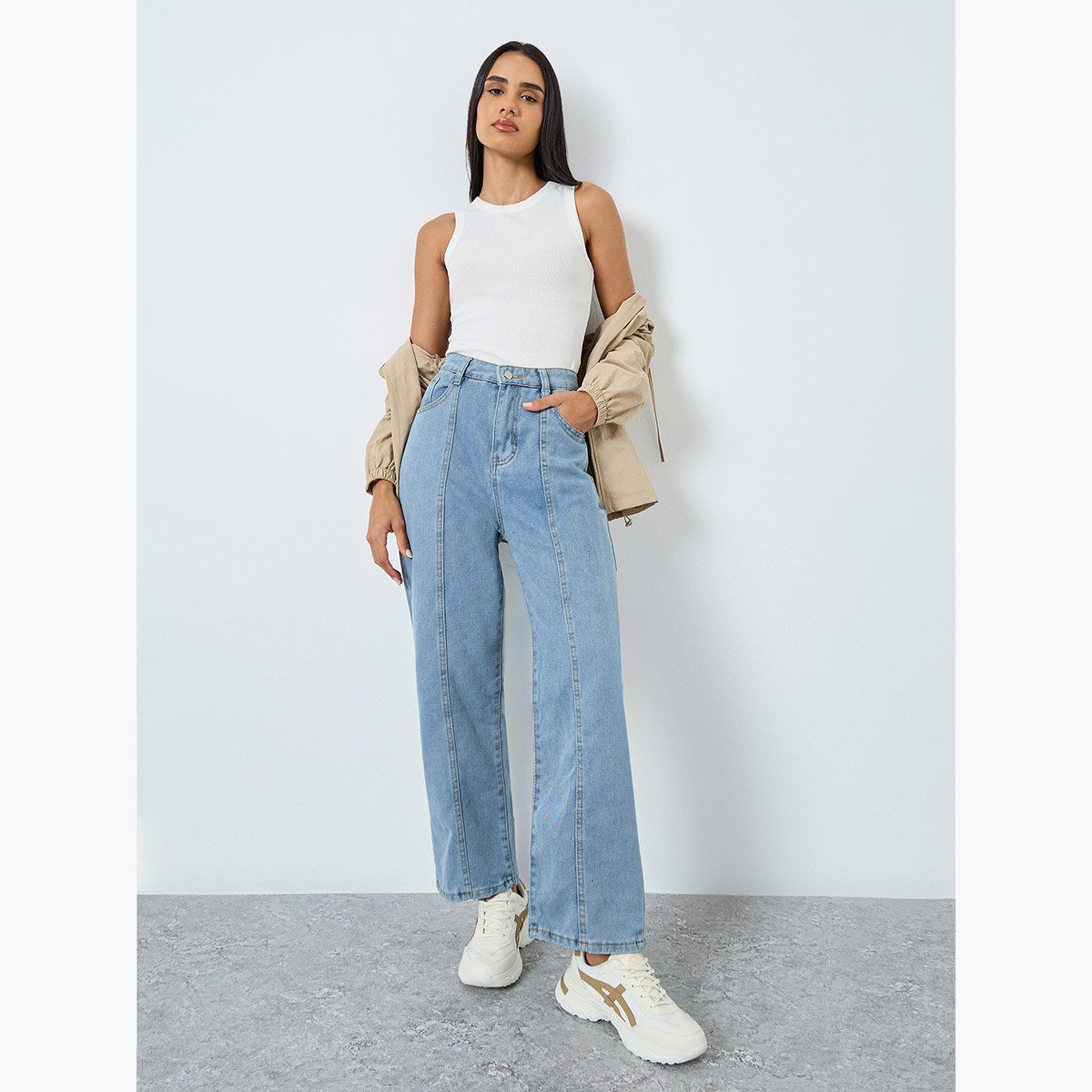 ستايلي - بنطال جينز قصّة مريحة بخصر مرتفع-women-clothing-bottoms-jeans-image-2