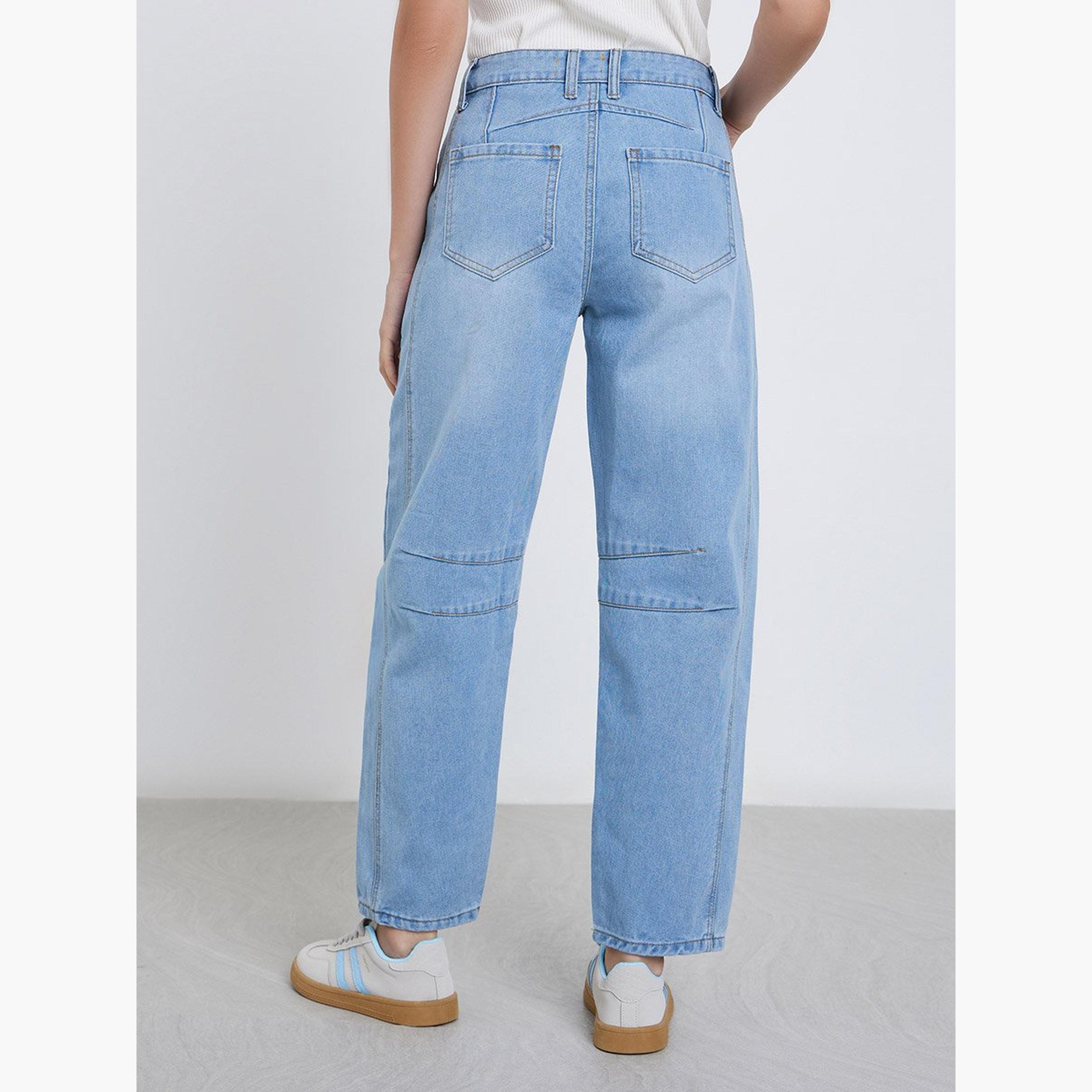 ستايلي - بنطال جينز باهت قصة قصّة قصّة مريح وخصر مرتفع-women-clothing-bottoms-jeans-image-4