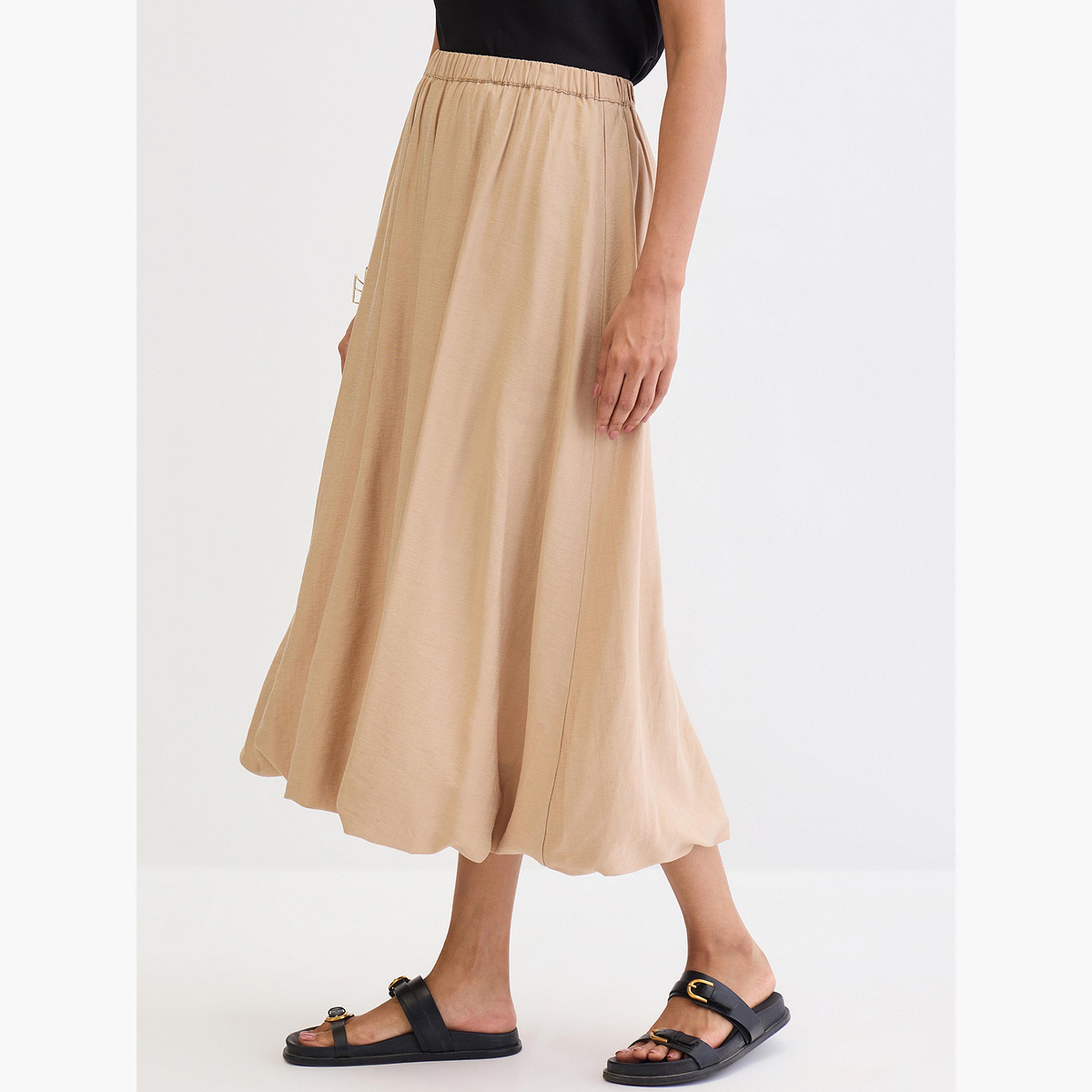 Femmella Beige Bubble Hem Midi Skirt-women-clothing-bottoms-skirts-image-3