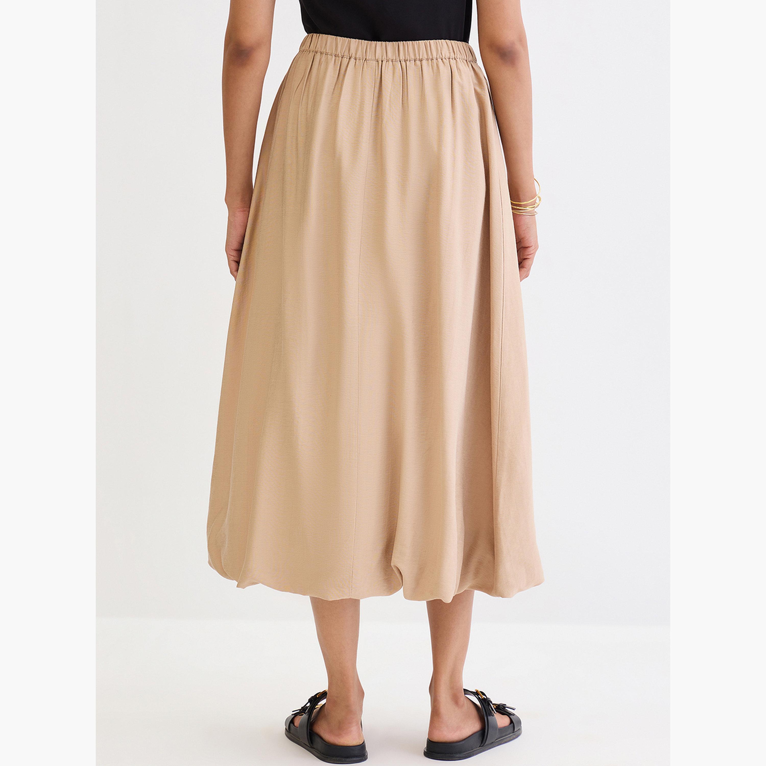 Femmella Beige Bubble Hem Midi Skirt-women-clothing-bottoms-skirts-image-5