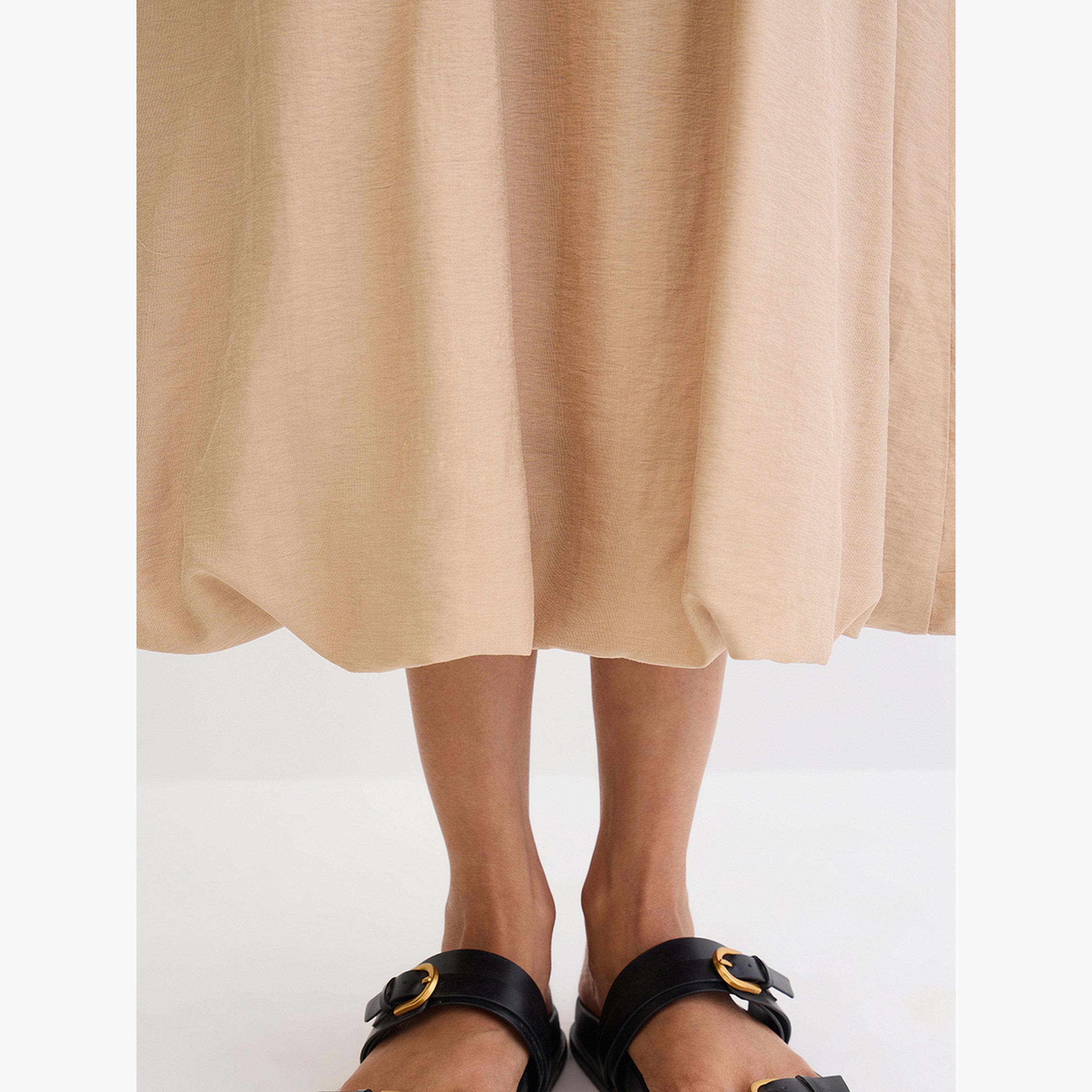 Femmella Beige Bubble Hem Midi Skirt-women-clothing-bottoms-skirts-image-6