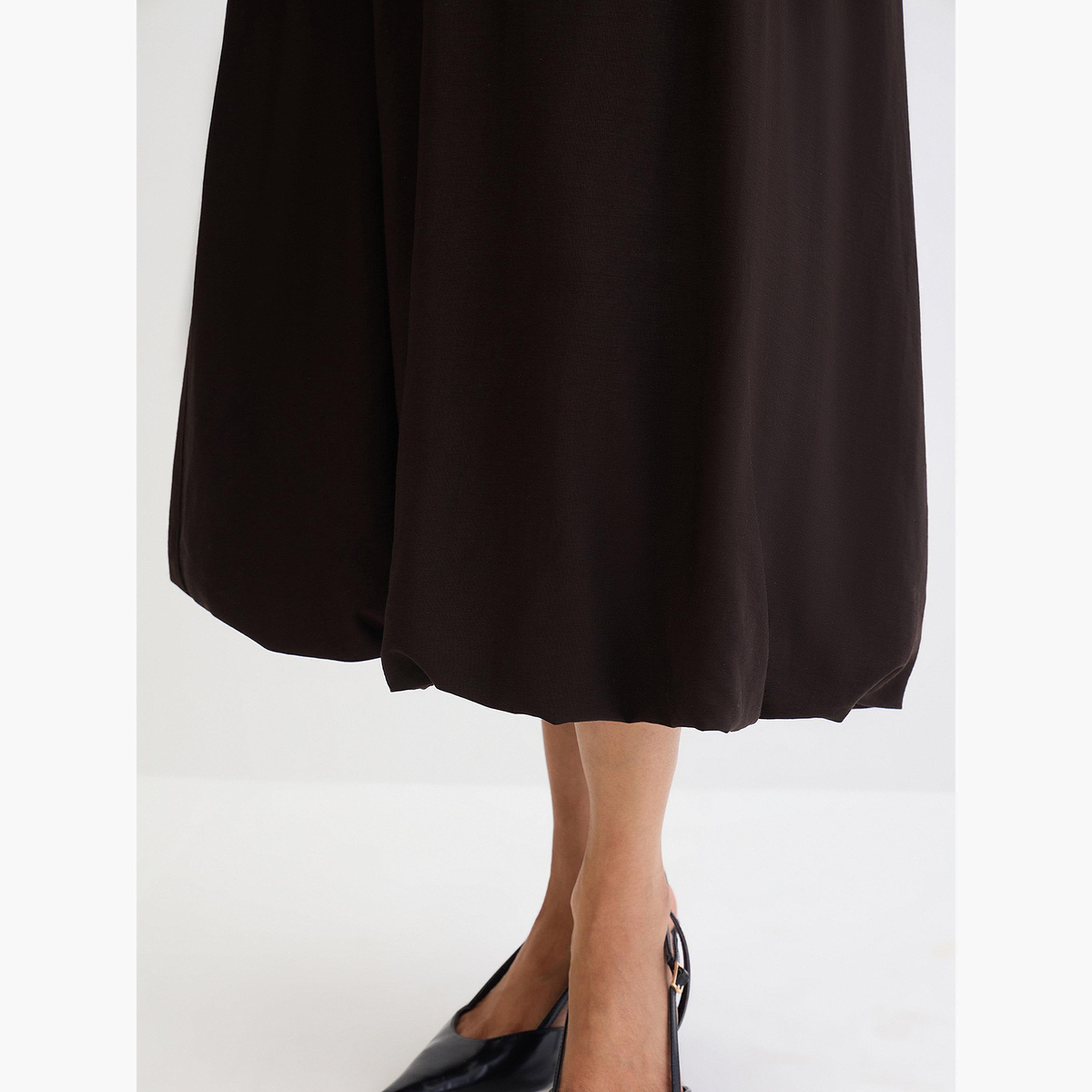Femmella Black Bubble Hem Midi Skirt-women-clothing-bottoms-skirts-image-6