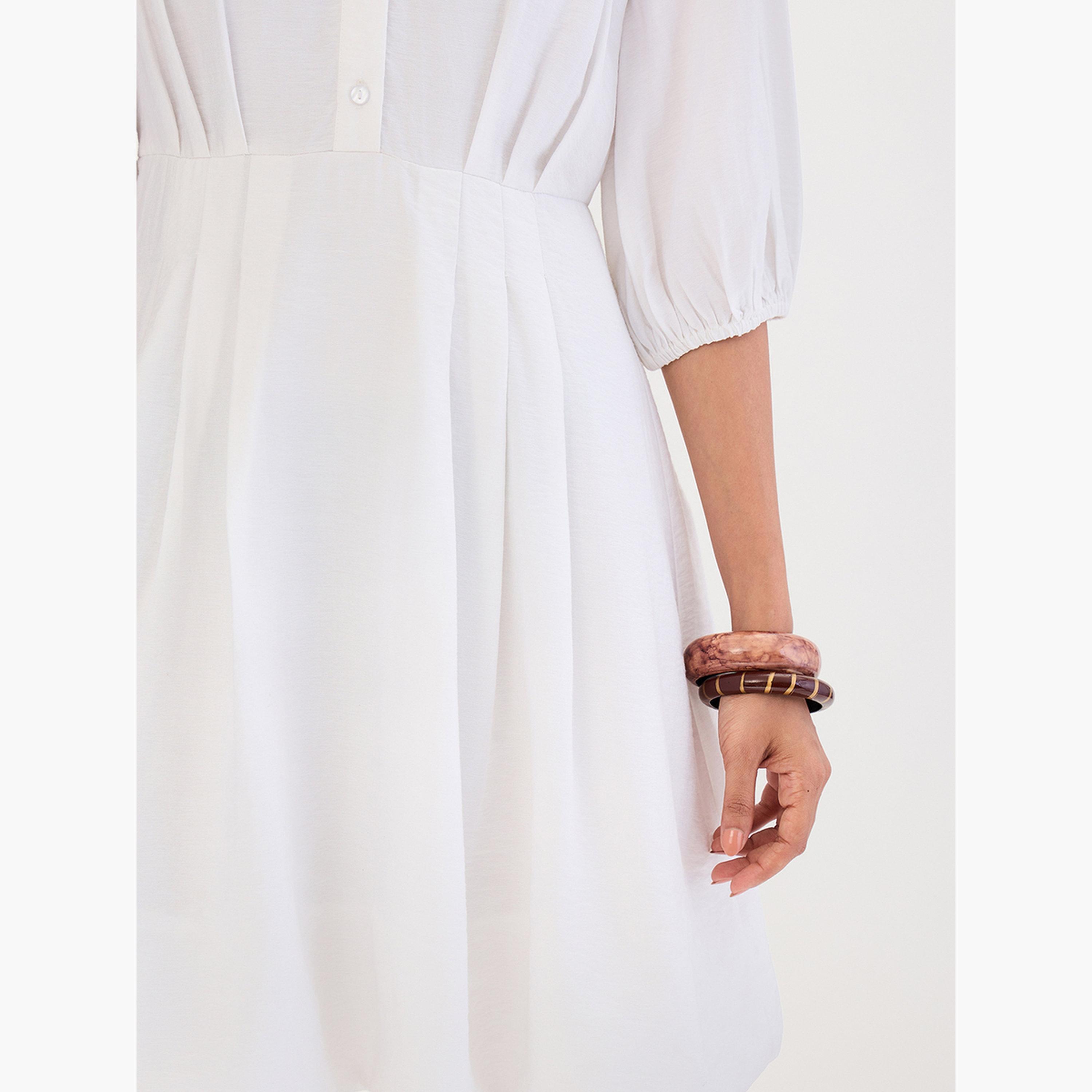 فيميلا - فستان قصير بقميص أبيض بثنيات-women-clothing-dresses-image-7
