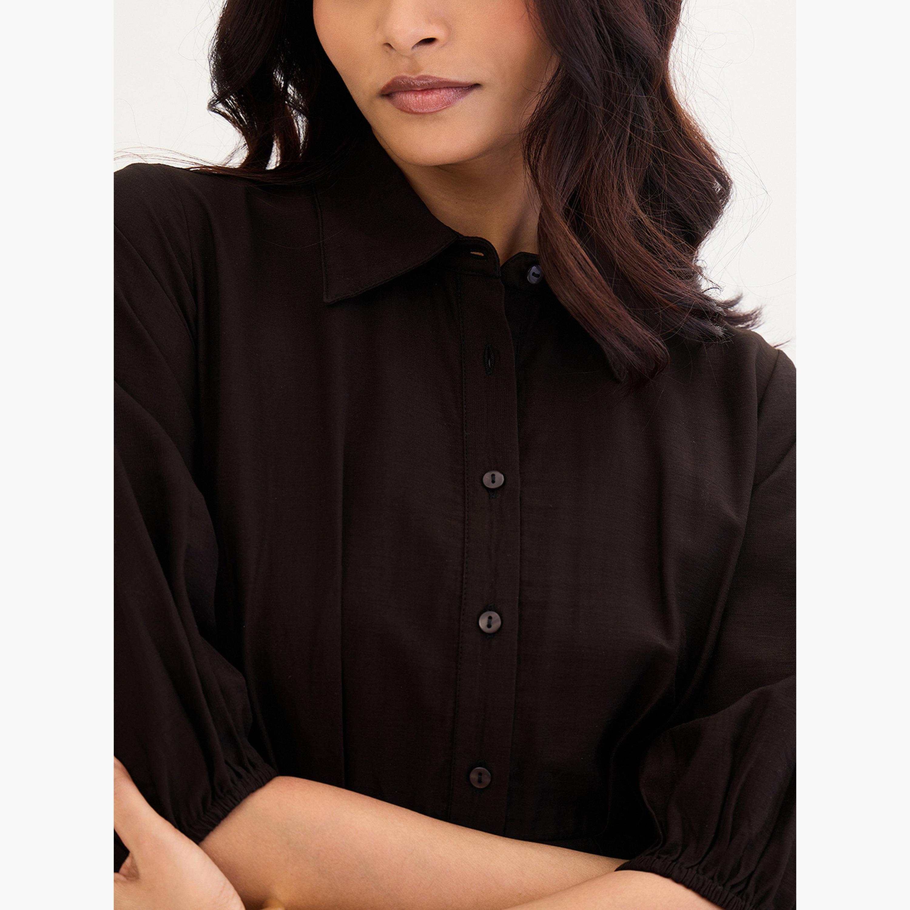 فيميلا - فستان قصير أسود بثنيات-women-clothing-dresses-image-6