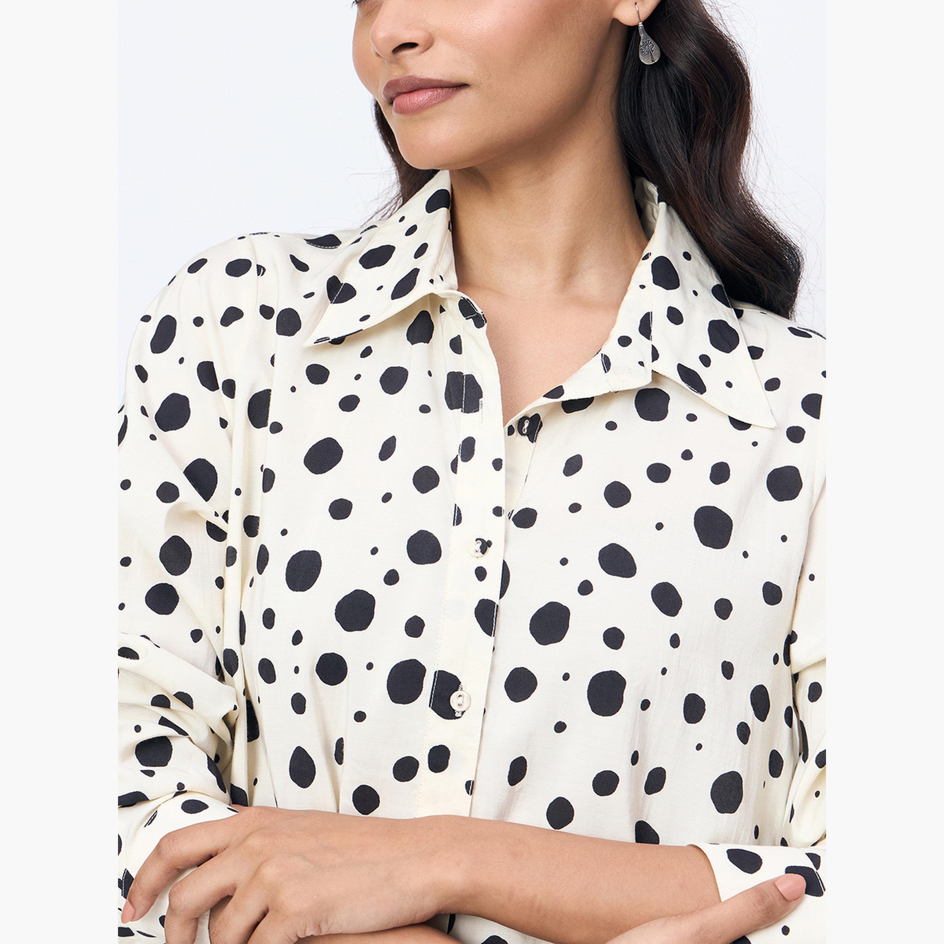 فيميلا - فستان قميص ماكسي بطبعة بقع بيضاء-women-clothing-dresses-image-6