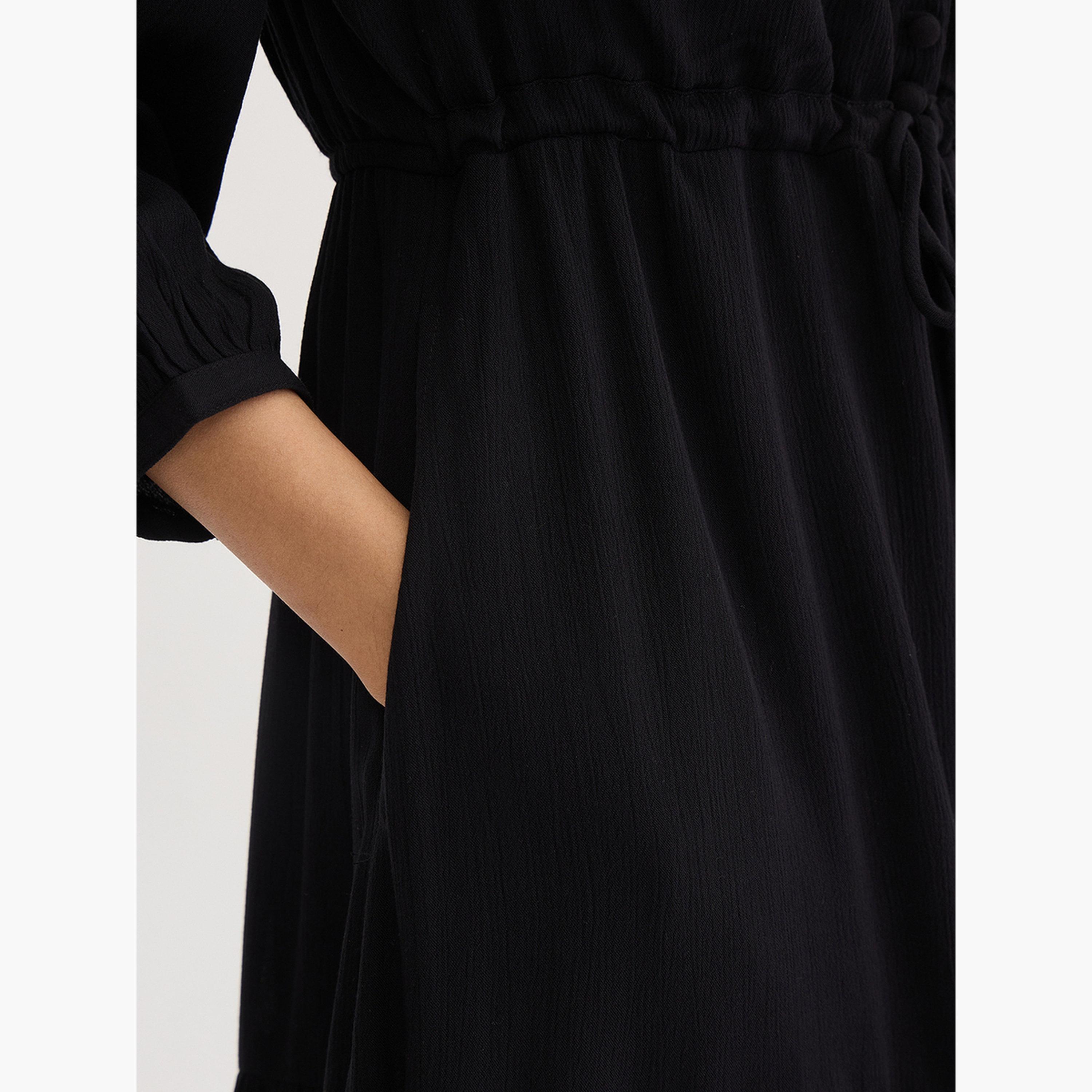Femmella Black Crinkled Tiered Maxi Dress-women-clothing-dresses-image-5