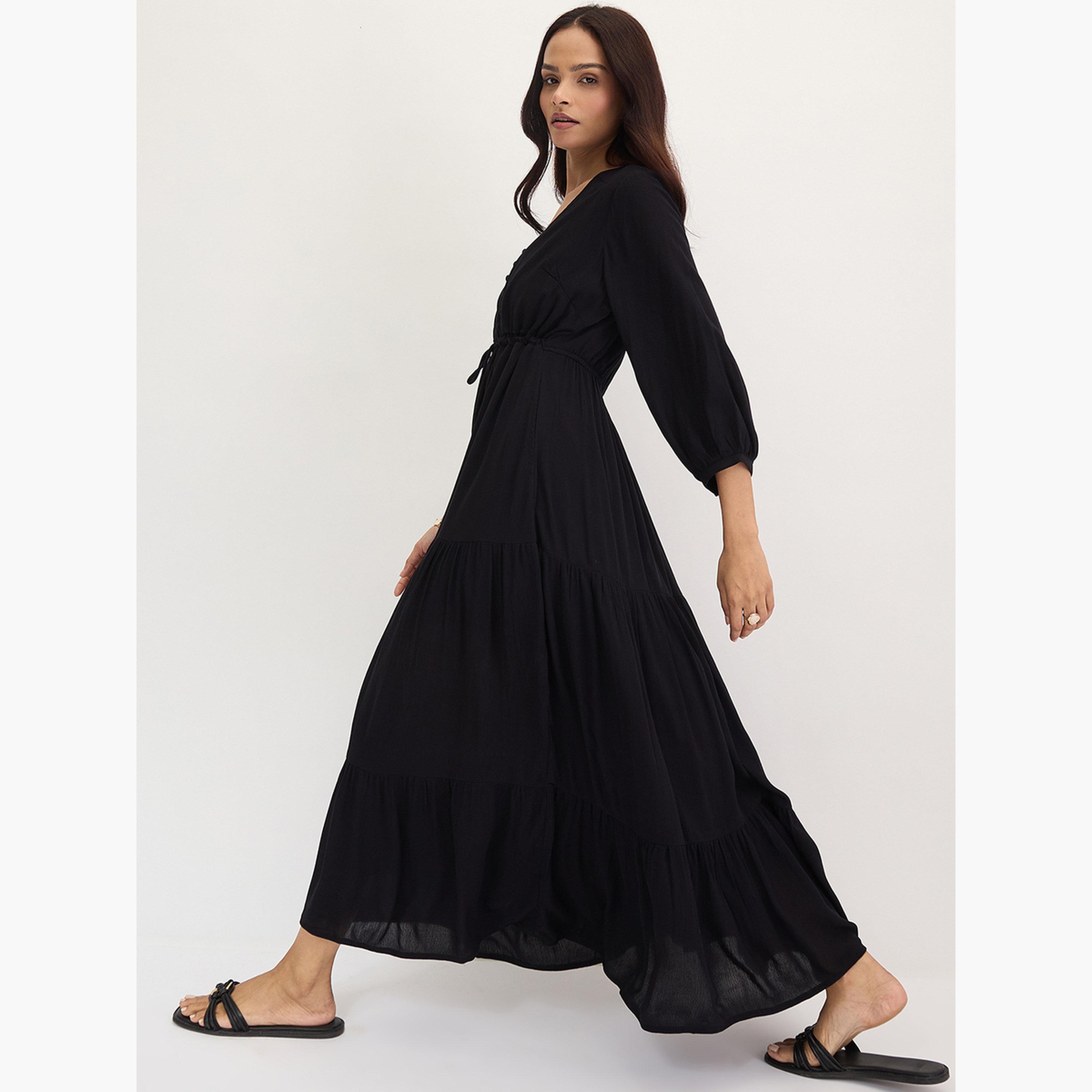 فيميلا - فستان ماكسي أسود متعدد الطبقات-women-clothing-dresses-image-7