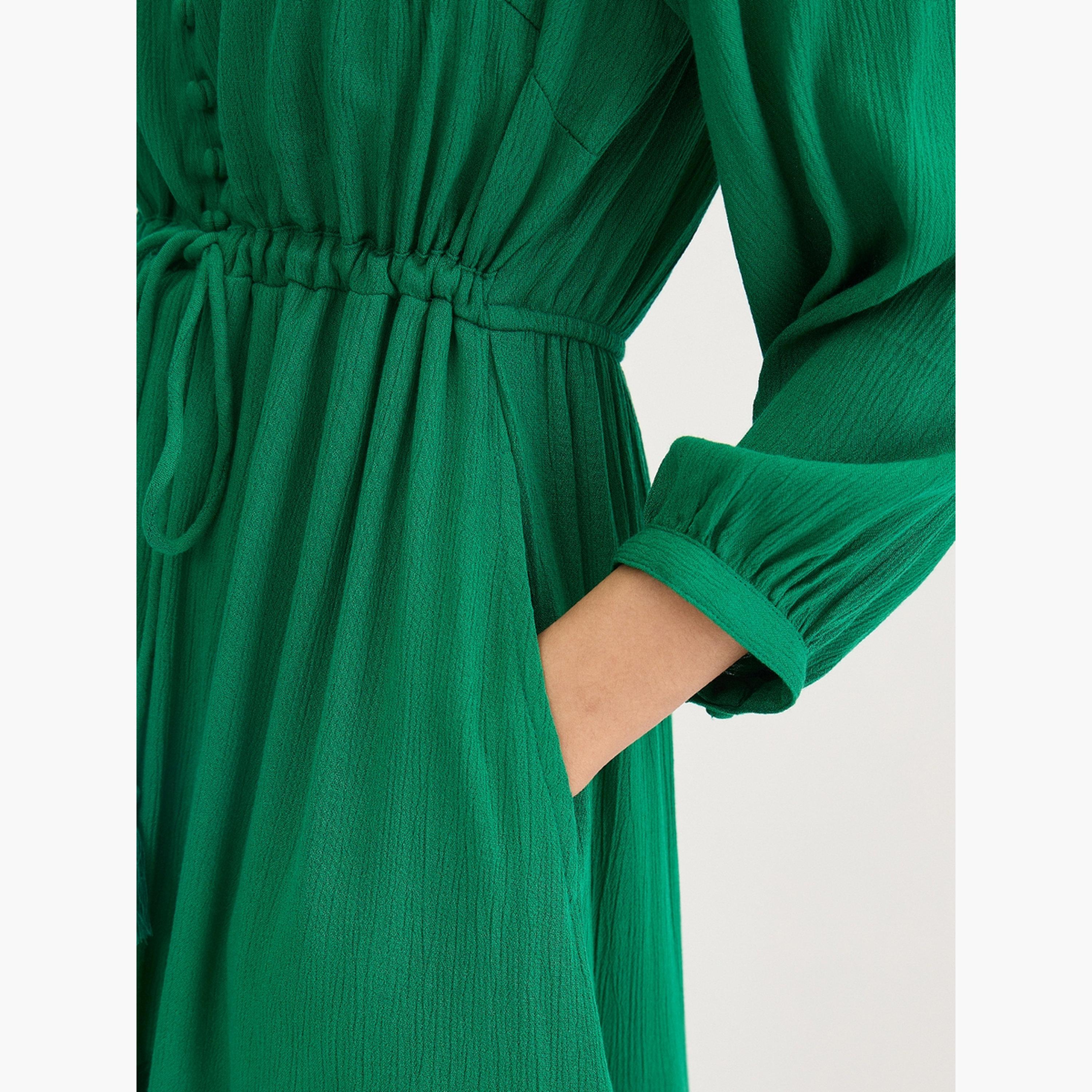فيميلا - فستان ماكسي أخضر متدرج مجعد-women-clothing-dresses-image-5