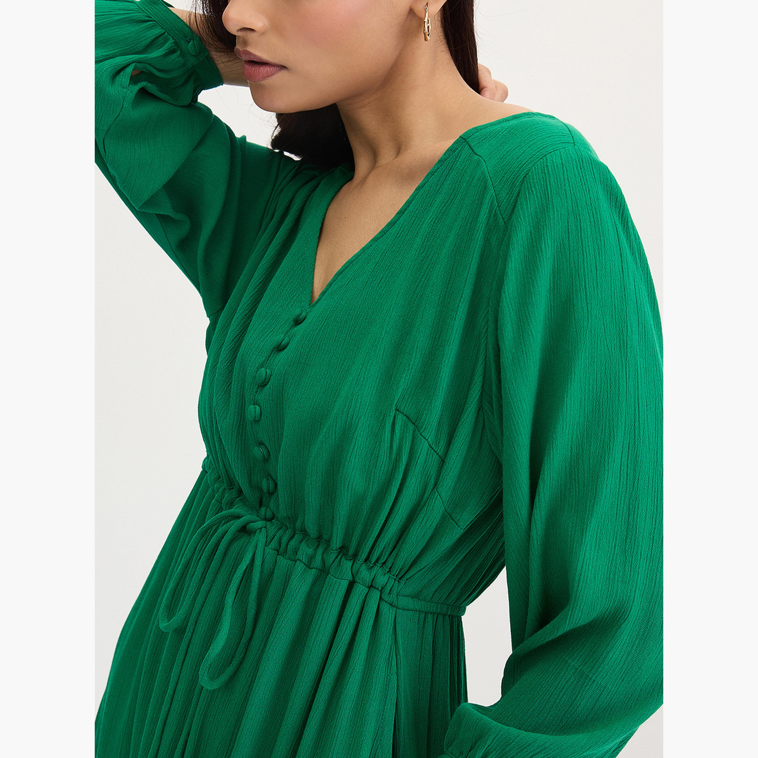 فيميلا - فستان ماكسي أخضر متدرج مجعد-women-clothing-dresses-image-7