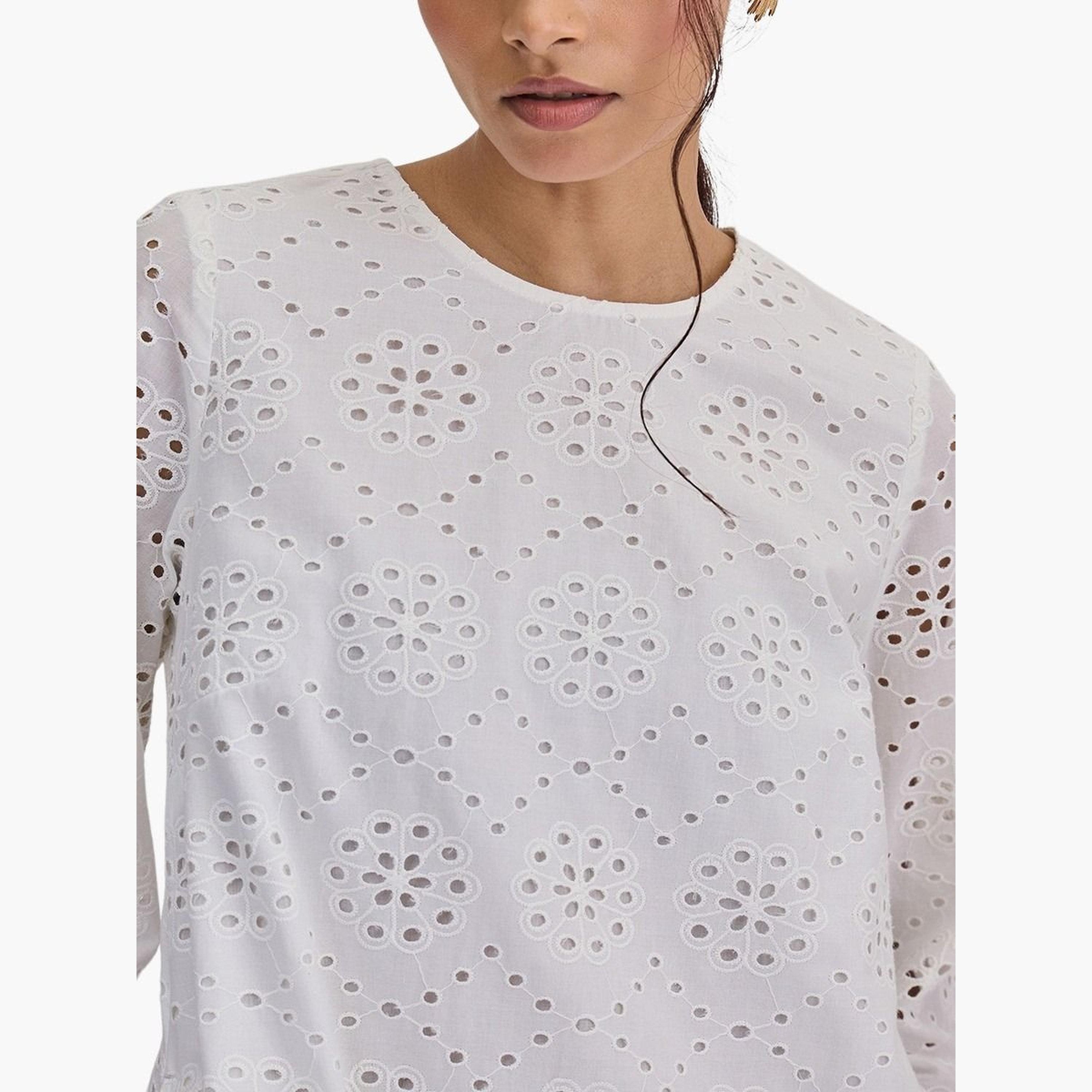 فيميلا - فستان شيفلي قطني أبيض بطول الركبة-women-clothing-dresses-image-8