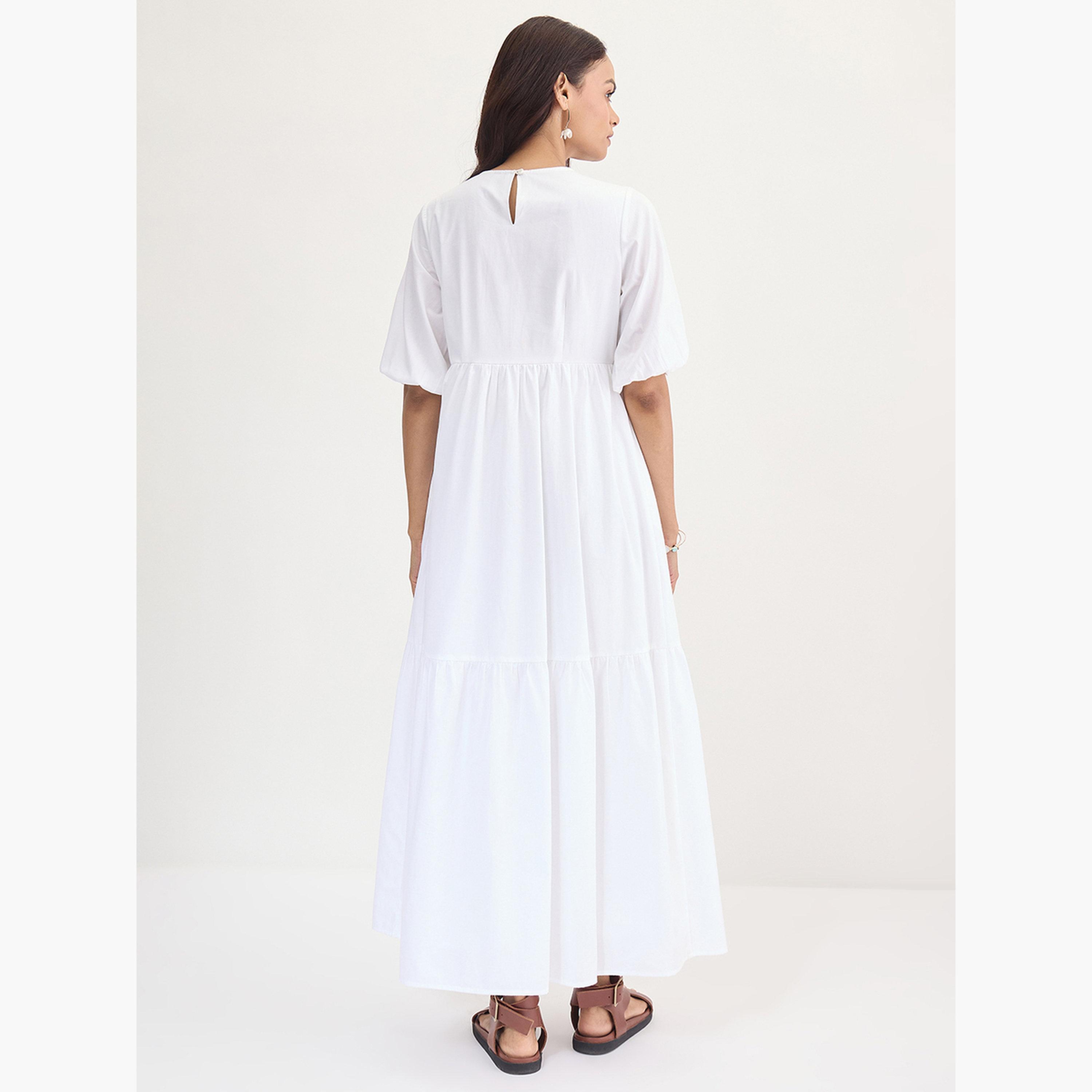فيميلا - فستان ماكسي من القطن الأبيض متعدد الطبقات-women-clothing-dresses-image-2