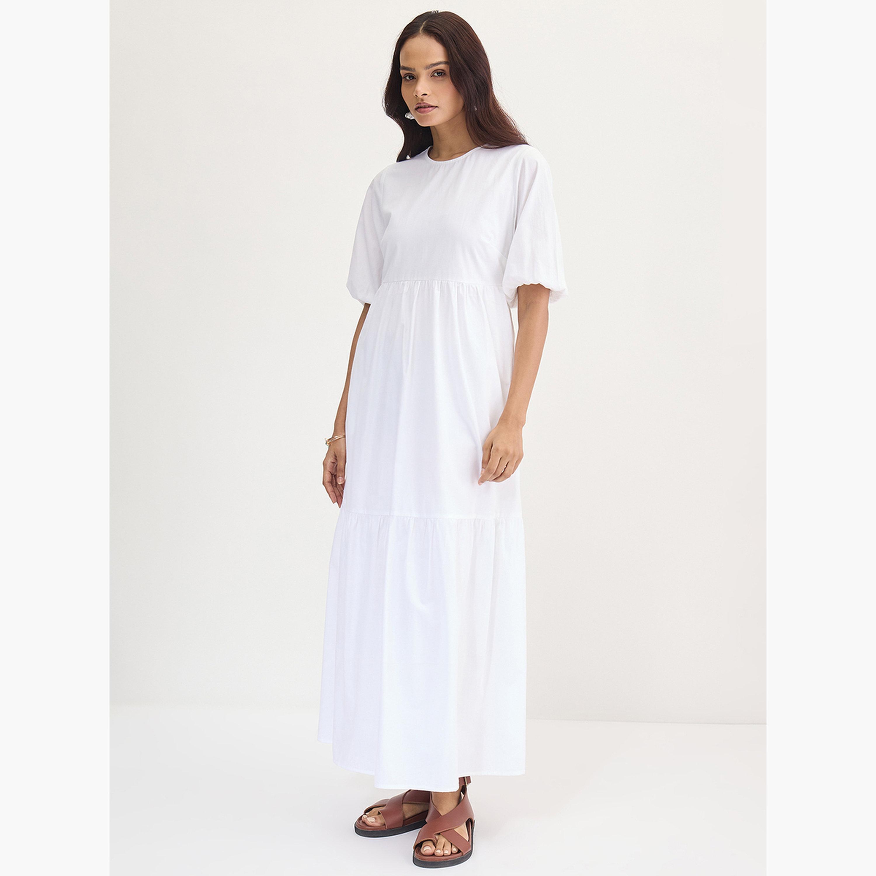 Femmella White Cotton Tiered Maxi Dress-women-clothing-dresses-image-3