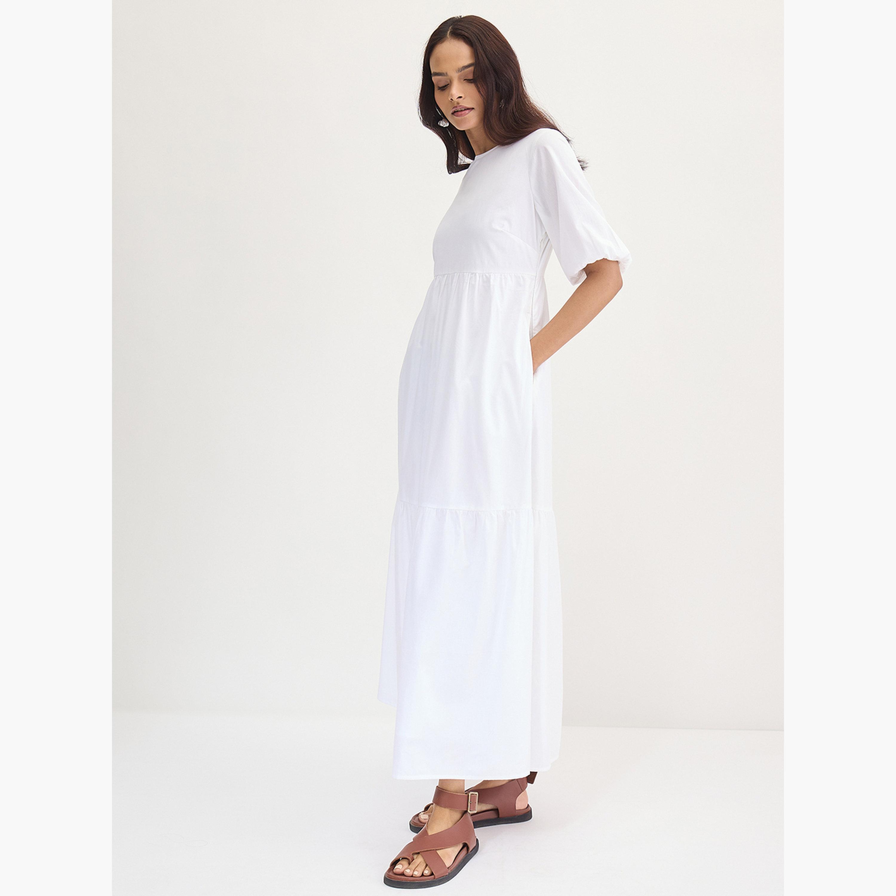 Femmella White Cotton Tiered Maxi Dress-women-clothing-dresses-image-4