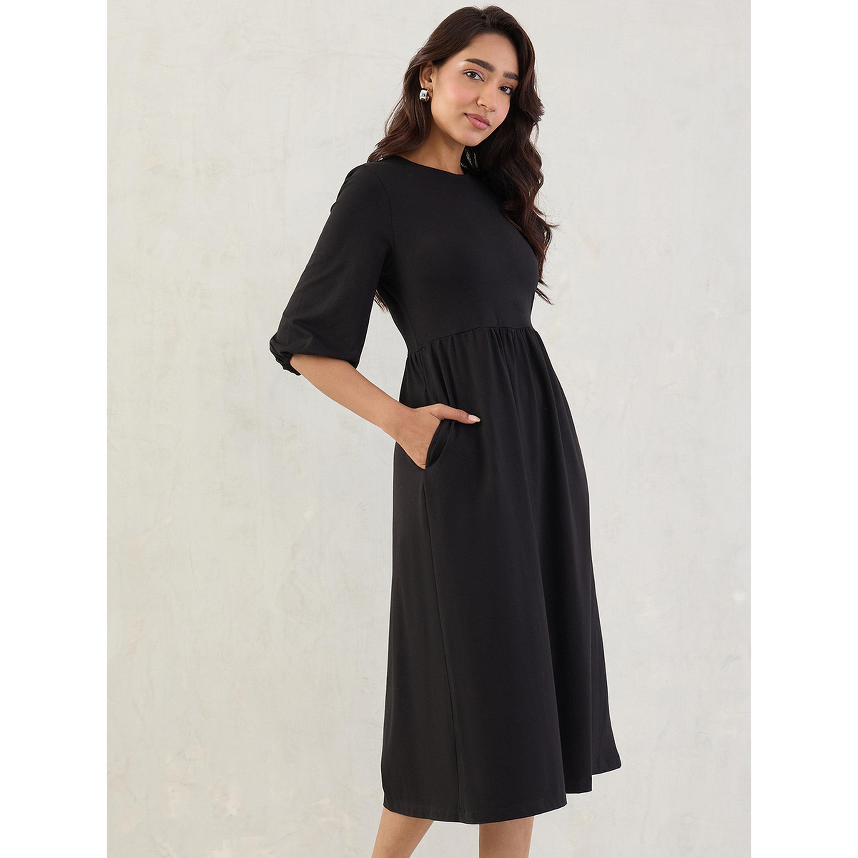 فستان ميدي قطن محبوك-women-clothing-dresses-image-3