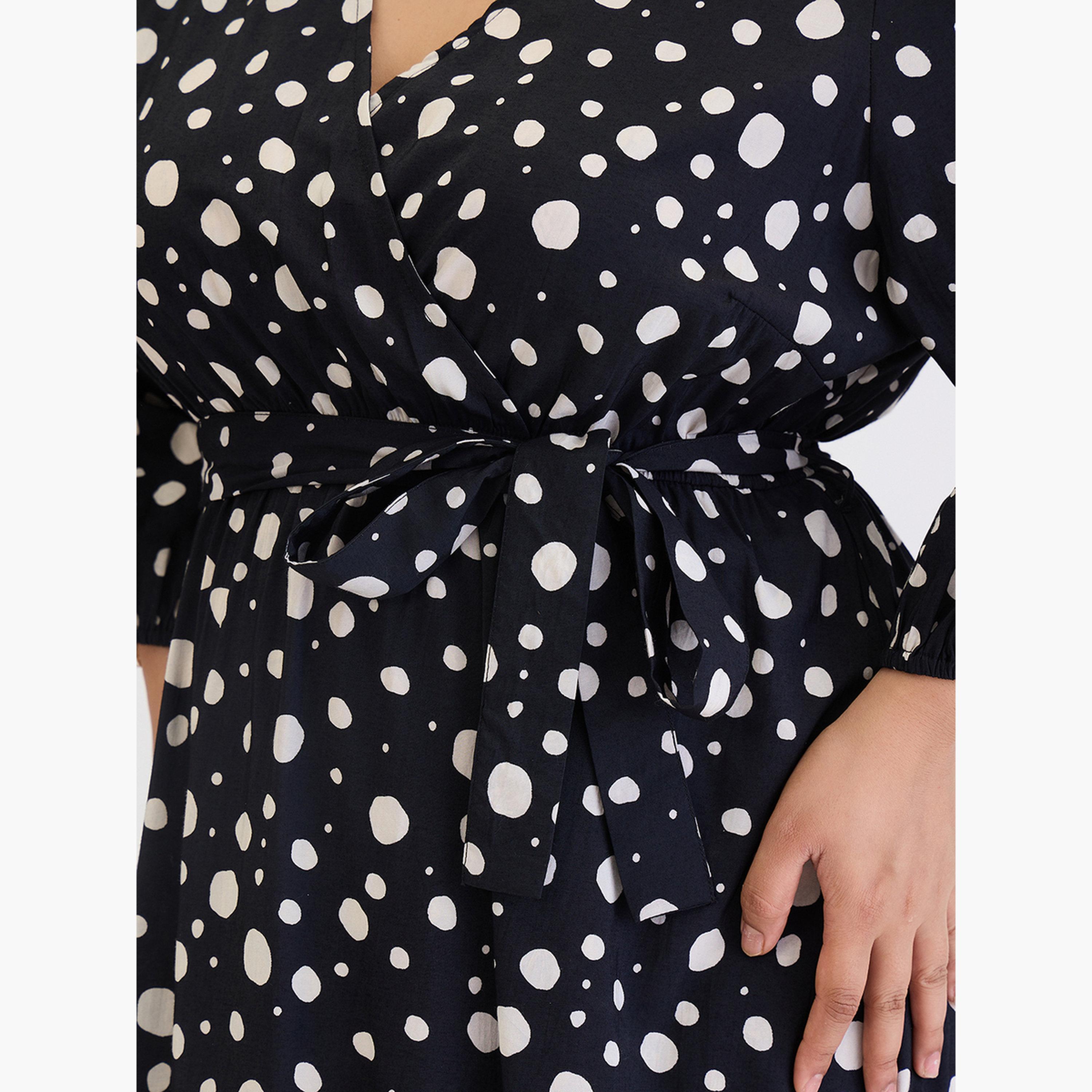 Femmella Plus Size Black Spot Print Maxi Dress-women-clothing-dresses-image-5