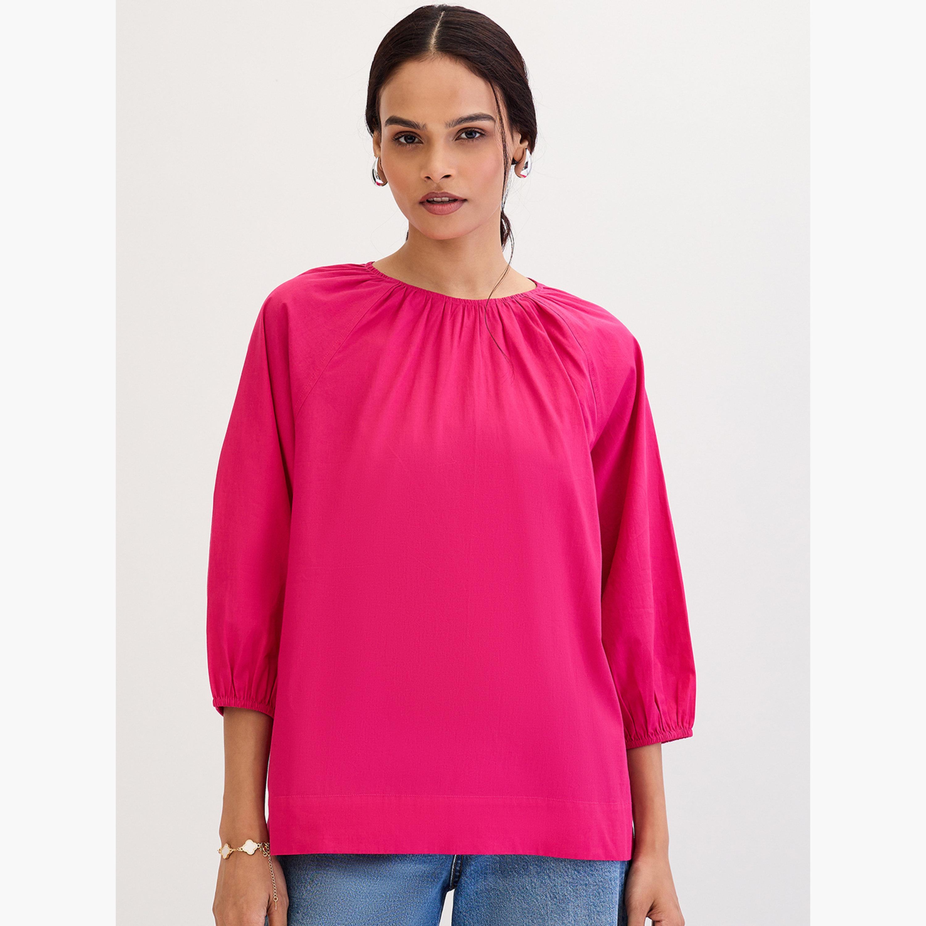 Femmella Pink Poplin Back Tie-Up Top-women-clothing-shirtsandblouses-blouses-image-1