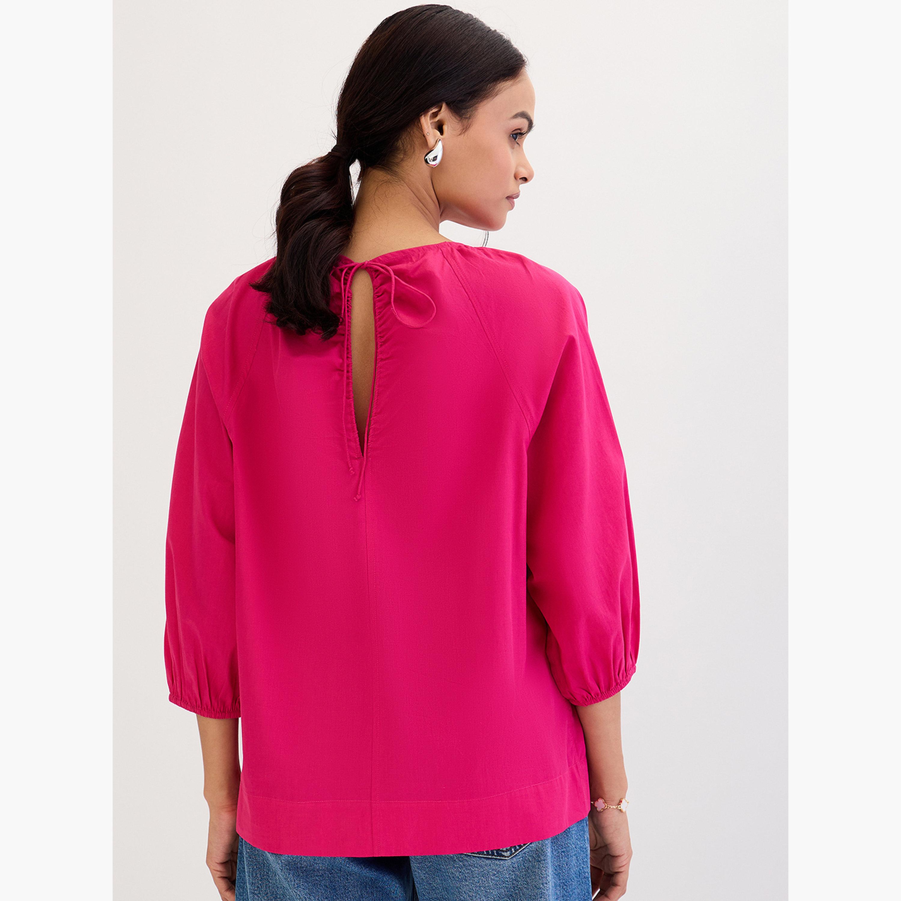 Femmella Pink Poplin Back Tie-Up Top-women-clothing-shirtsandblouses-blouses-image-2