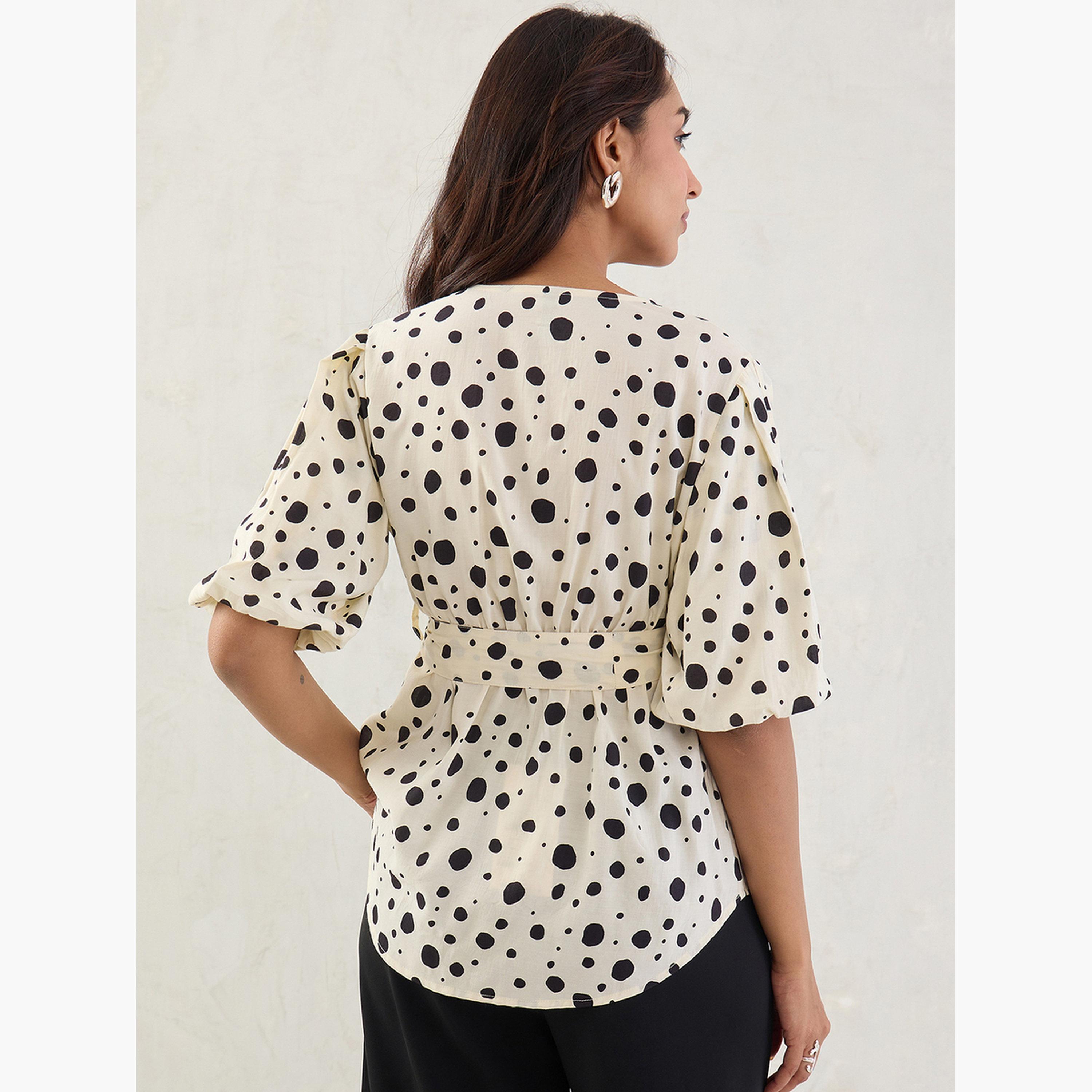 Femmella Off White Polka Dot Wrap Top-women-clothing-shirtsandblouses-blouses-image-5