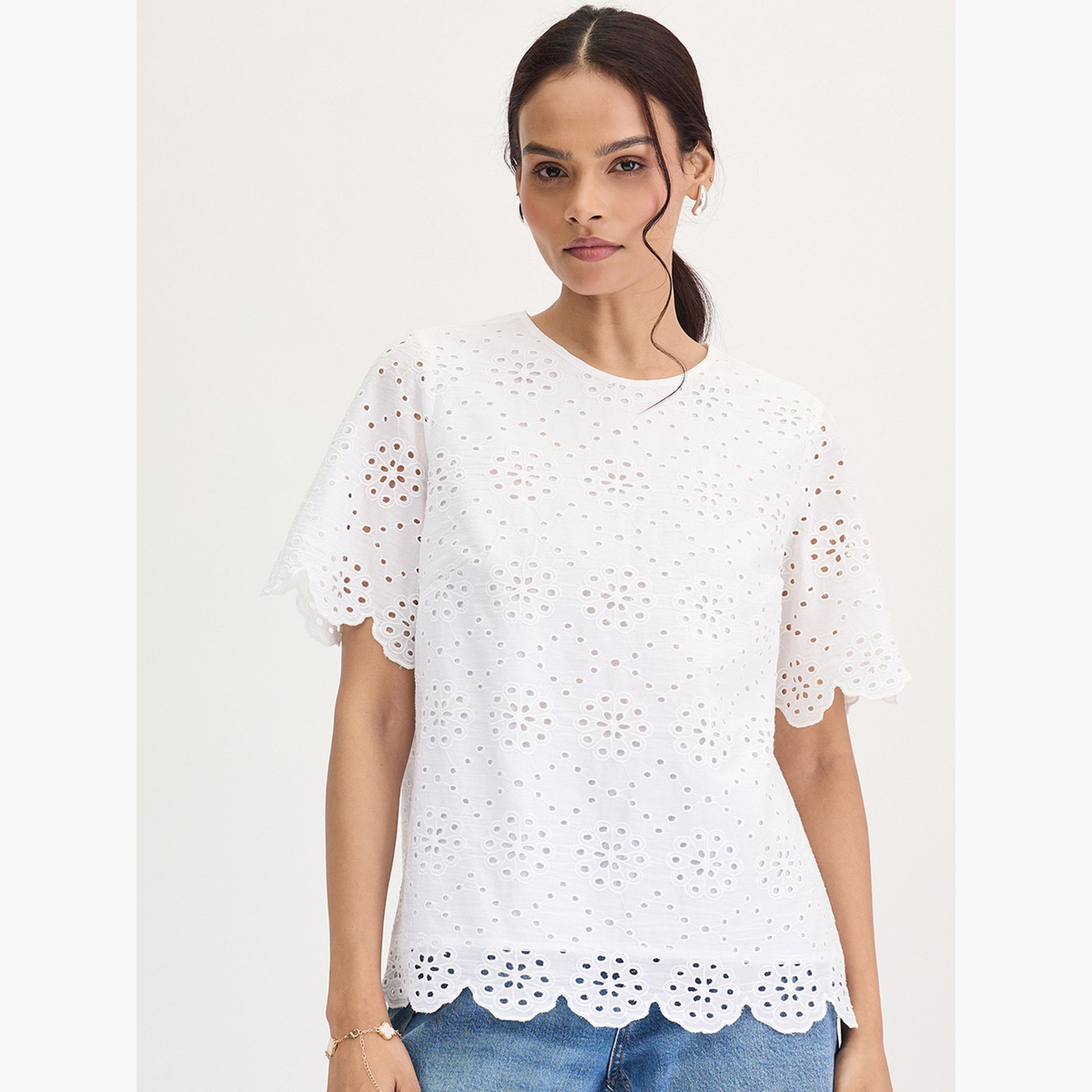 Femmella White Cotton Schiffli Top-women-clothing-shirtsandblouses-blouses-image-1
