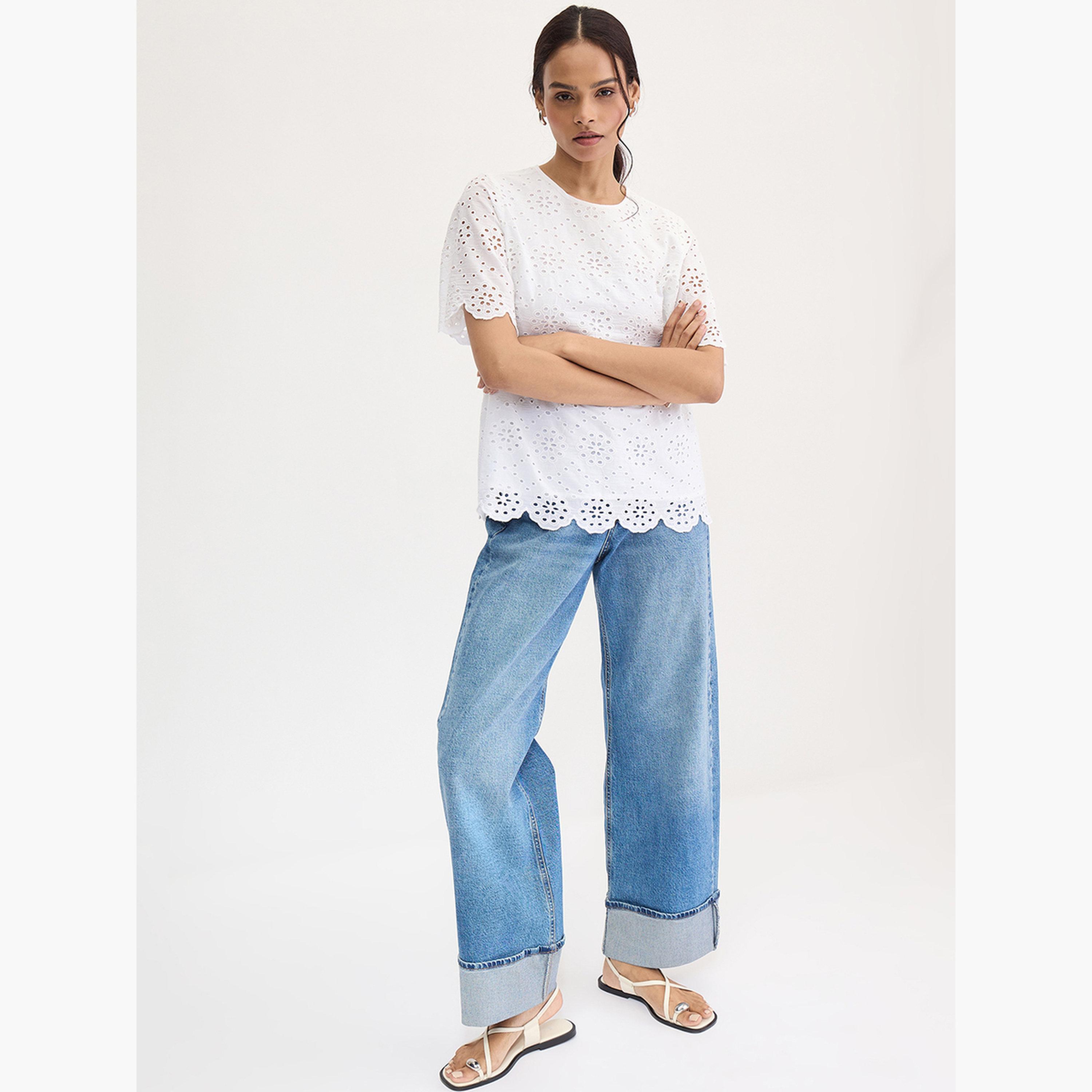 Femmella White Cotton Schiffli Top-women-clothing-shirtsandblouses-blouses-image-2