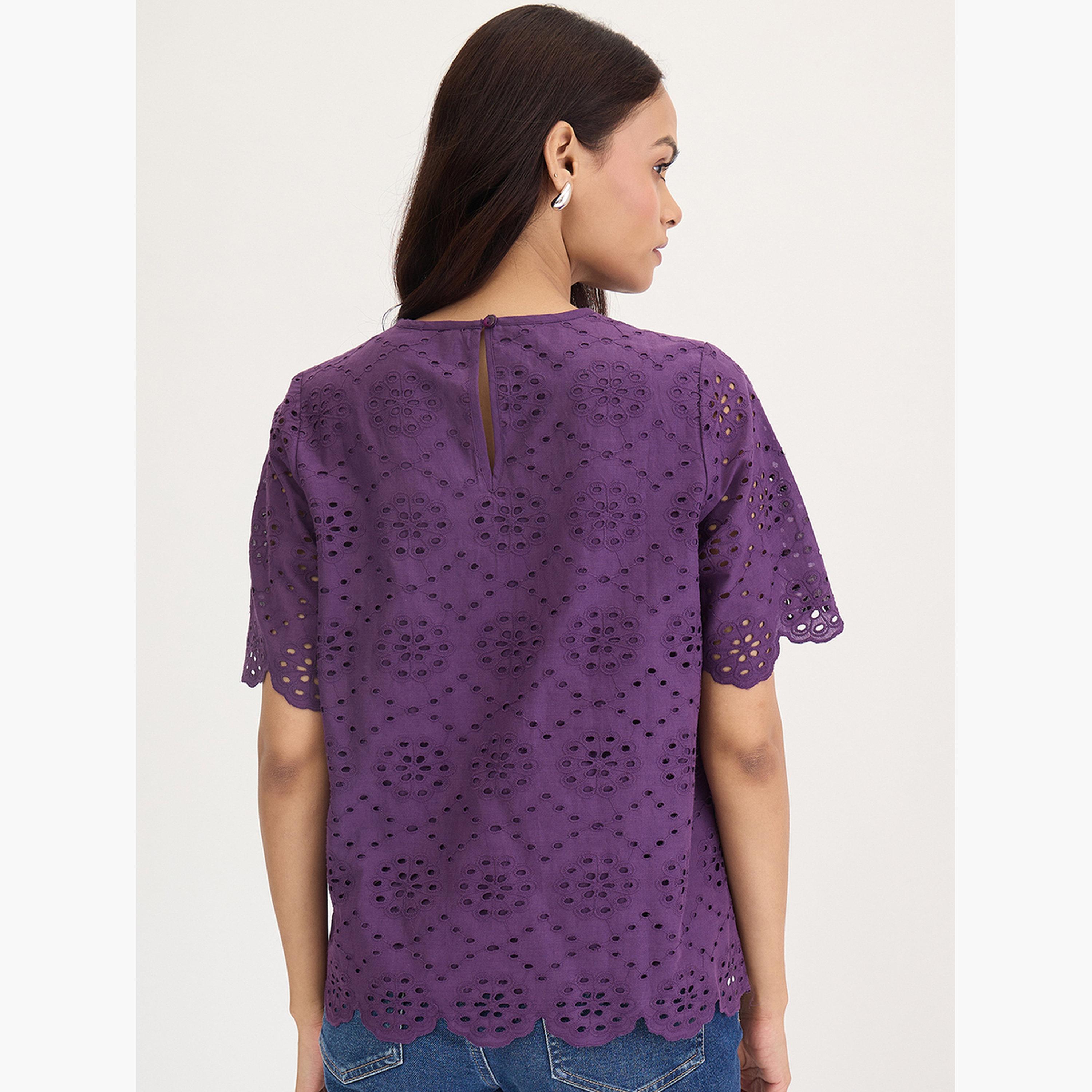 فيميلا - بلوزة شيفلي قطنية أرجوانية-women-clothing-shirtsandblouses-blouses-image-2