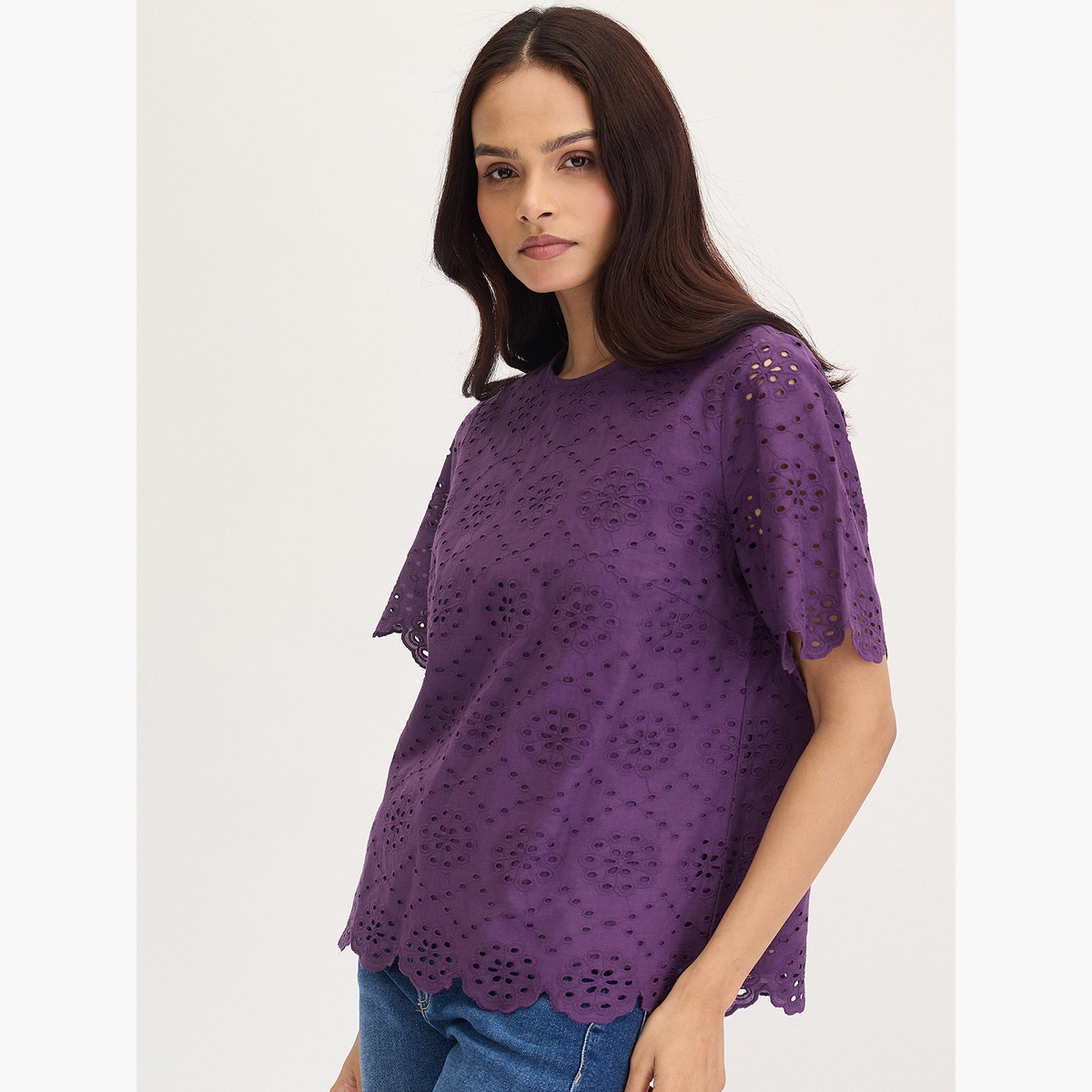 فيميلا - بلوزة شيفلي قطنية أرجوانية-women-clothing-shirtsandblouses-blouses-image-3