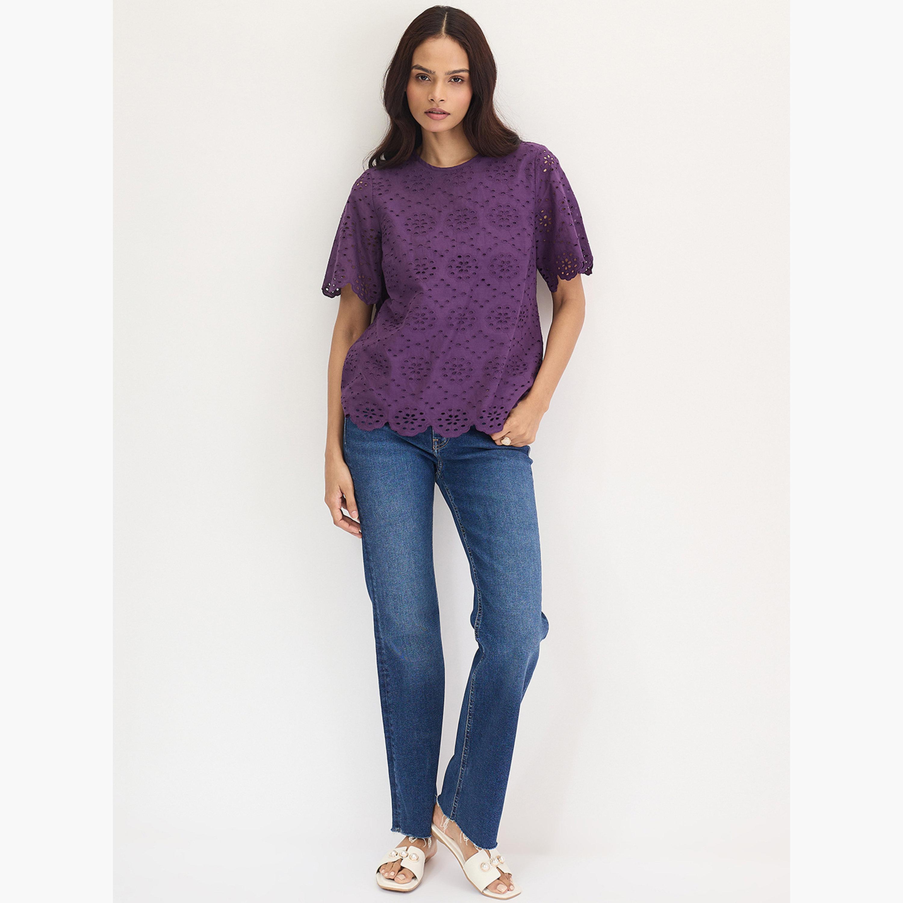 فيميلا - بلوزة شيفلي قطنية أرجوانية-women-clothing-shirtsandblouses-blouses-image-5