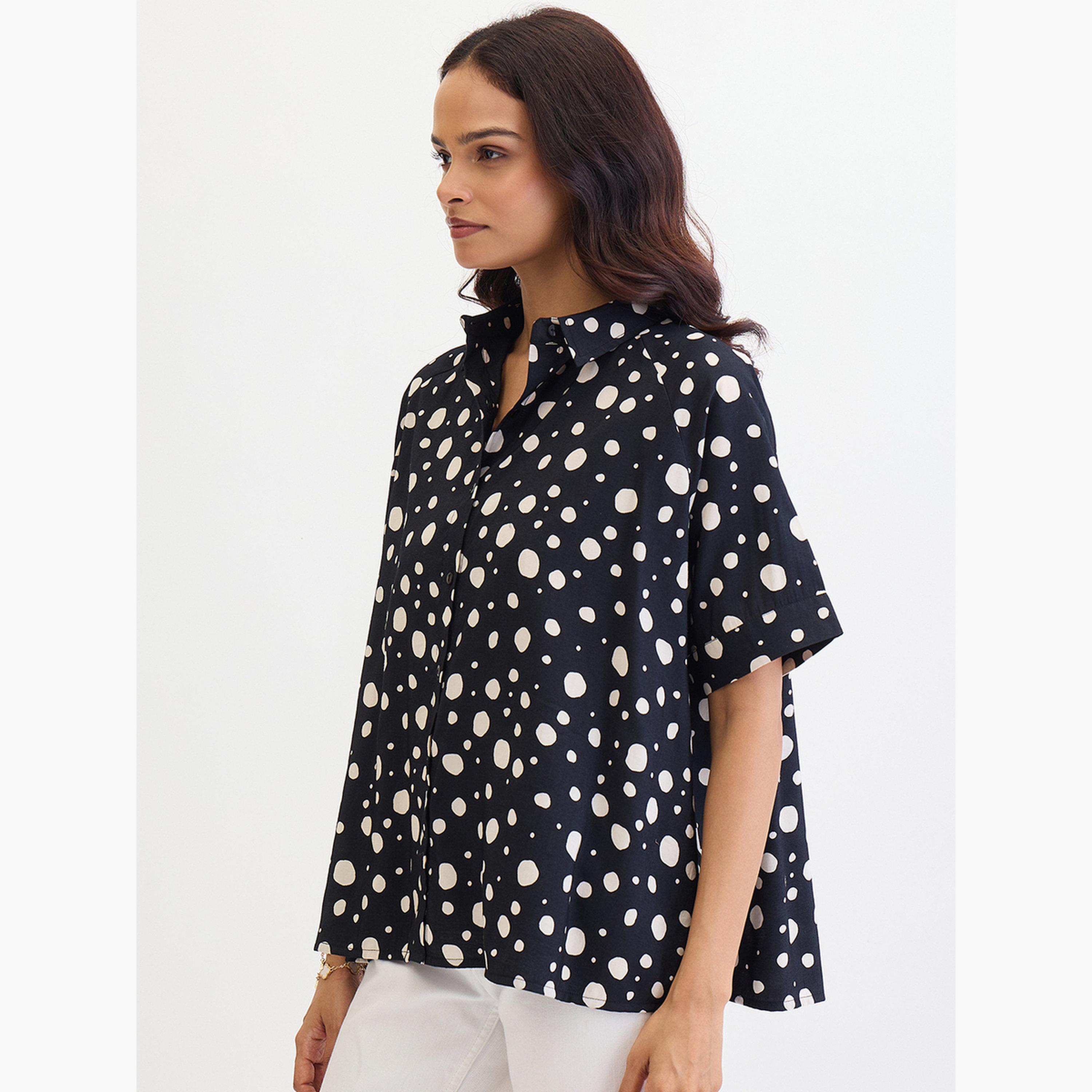 فيميلا - قميص كبير الحجم أسود منقط-women-clothing-shirtsandblouses-shirts-image-3
