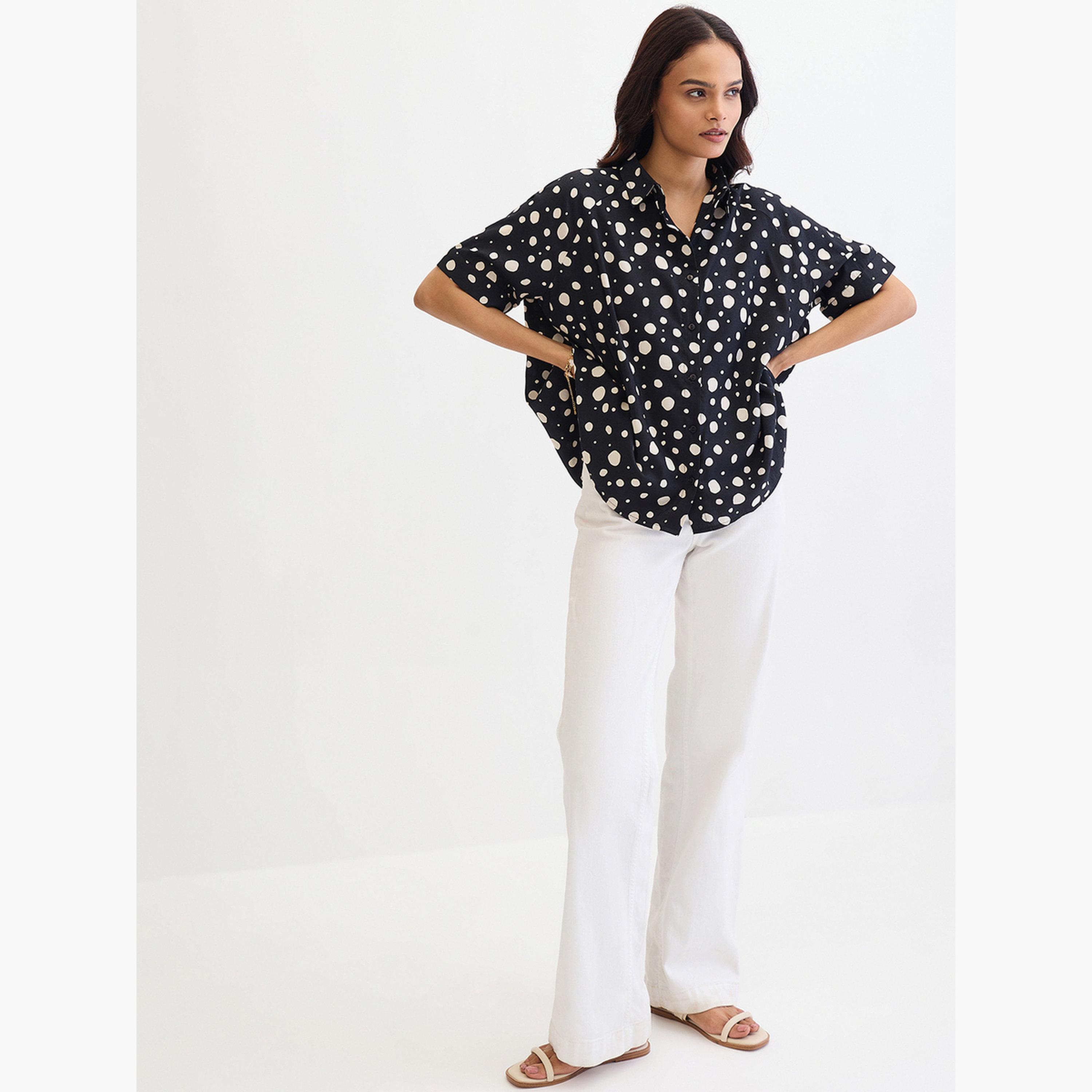 فيميلا - قميص كبير الحجم أسود منقط-women-clothing-shirtsandblouses-shirts-image-5