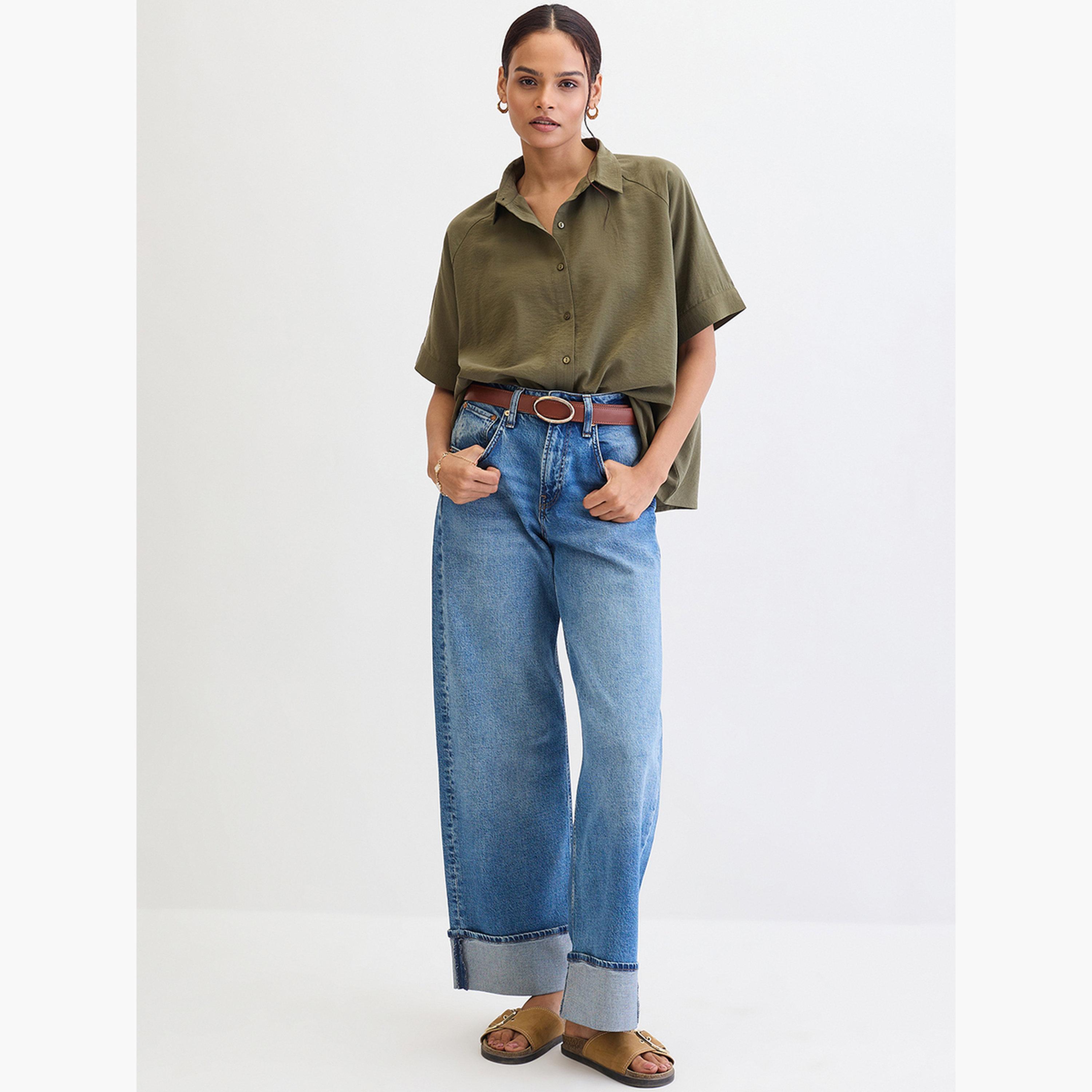 Femmella Olive Raglan Sleeves Oversized Shirt-women-clothing-shirtsandblouses-shirts-image-5
