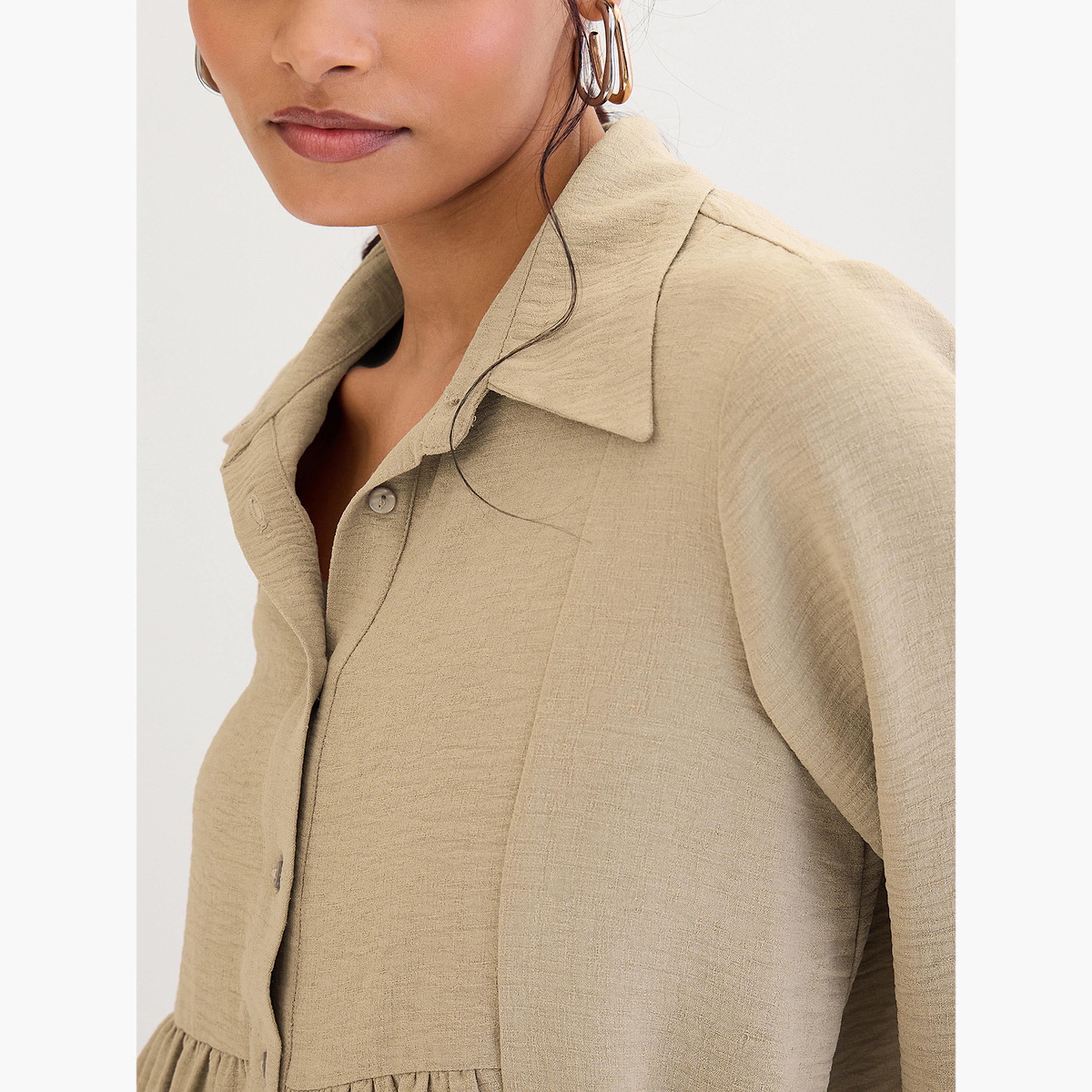 فيميلا - قميص بيج مريح بياقة-women-clothing-shirtsandblouses-shirts-image-6