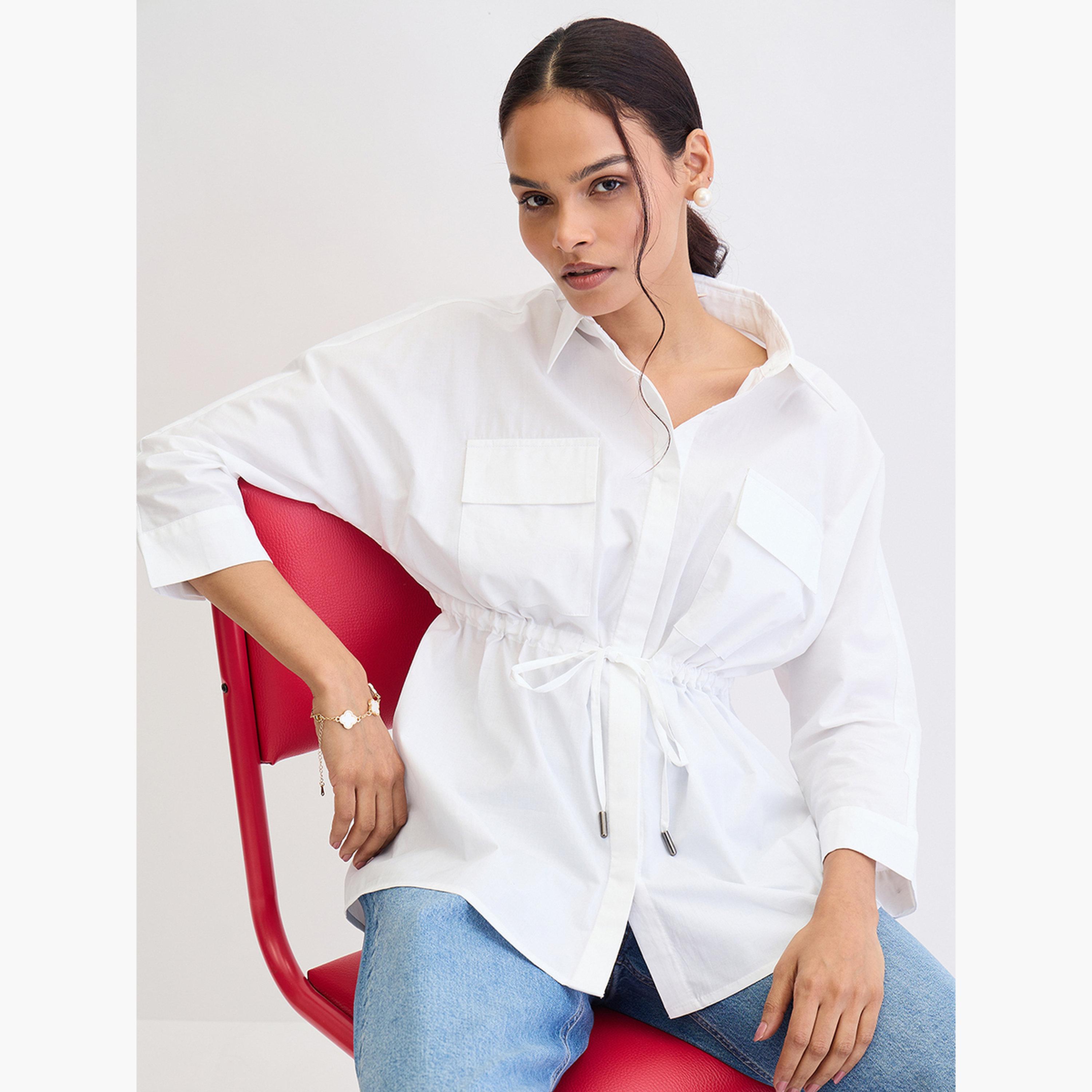 فيميلا - قميص بوبلين أبيض بجيوب مزدوجة-women-clothing-shirtsandblouses-shirts-image-4