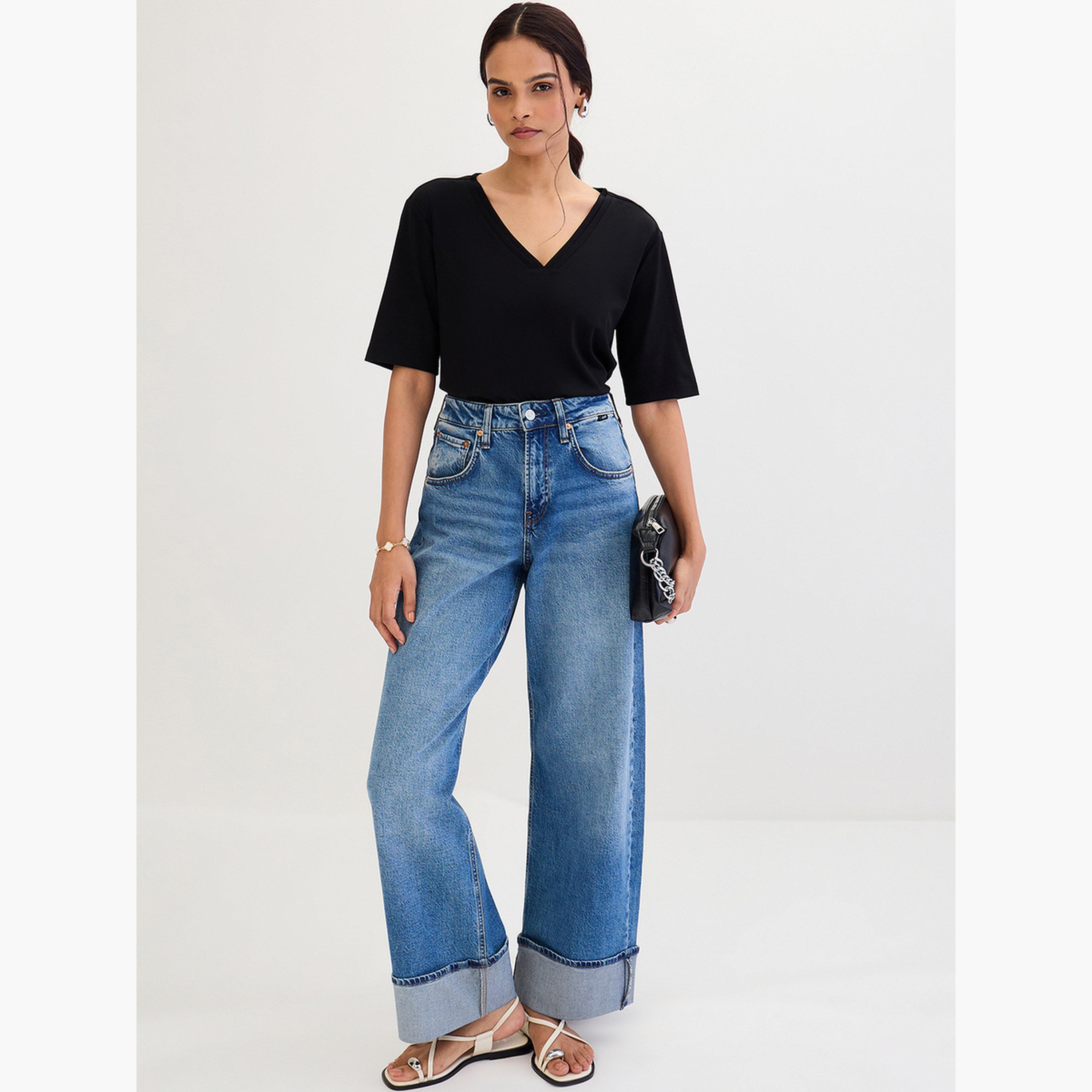 Femmella Black V Neck Basic T-Shirt-women-clothing-tshirts-image-5