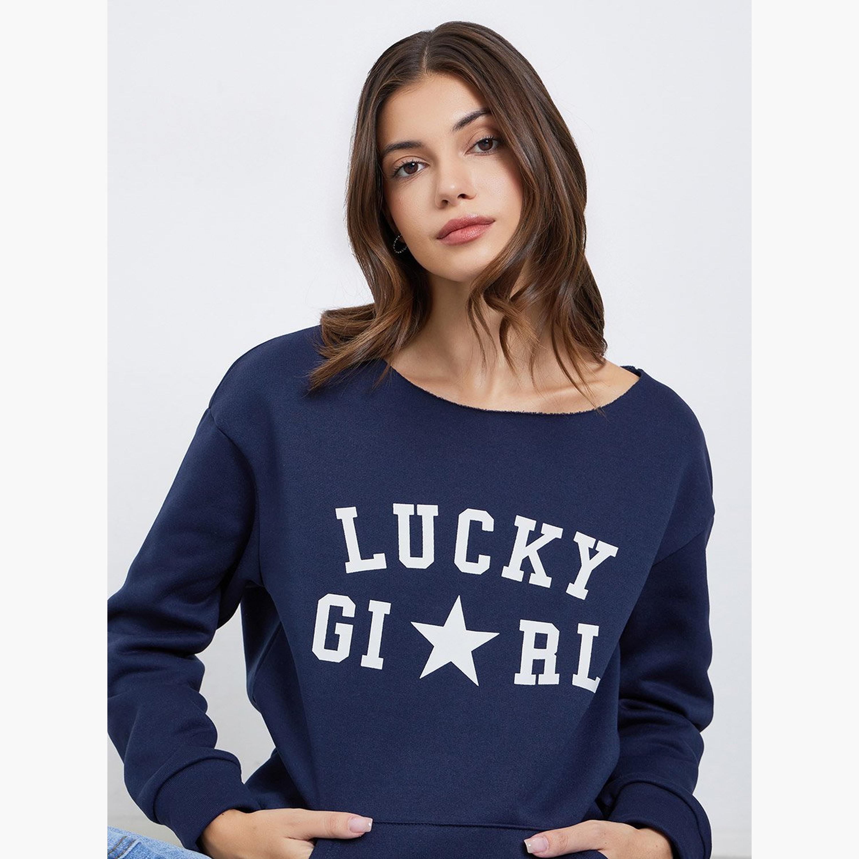 تيك تو - سويت شيرت أزرق داكن بطبعة شعار مقاس كبير-women-winterwear-hoodiesandsweatshirts-sweatshirts-image-3