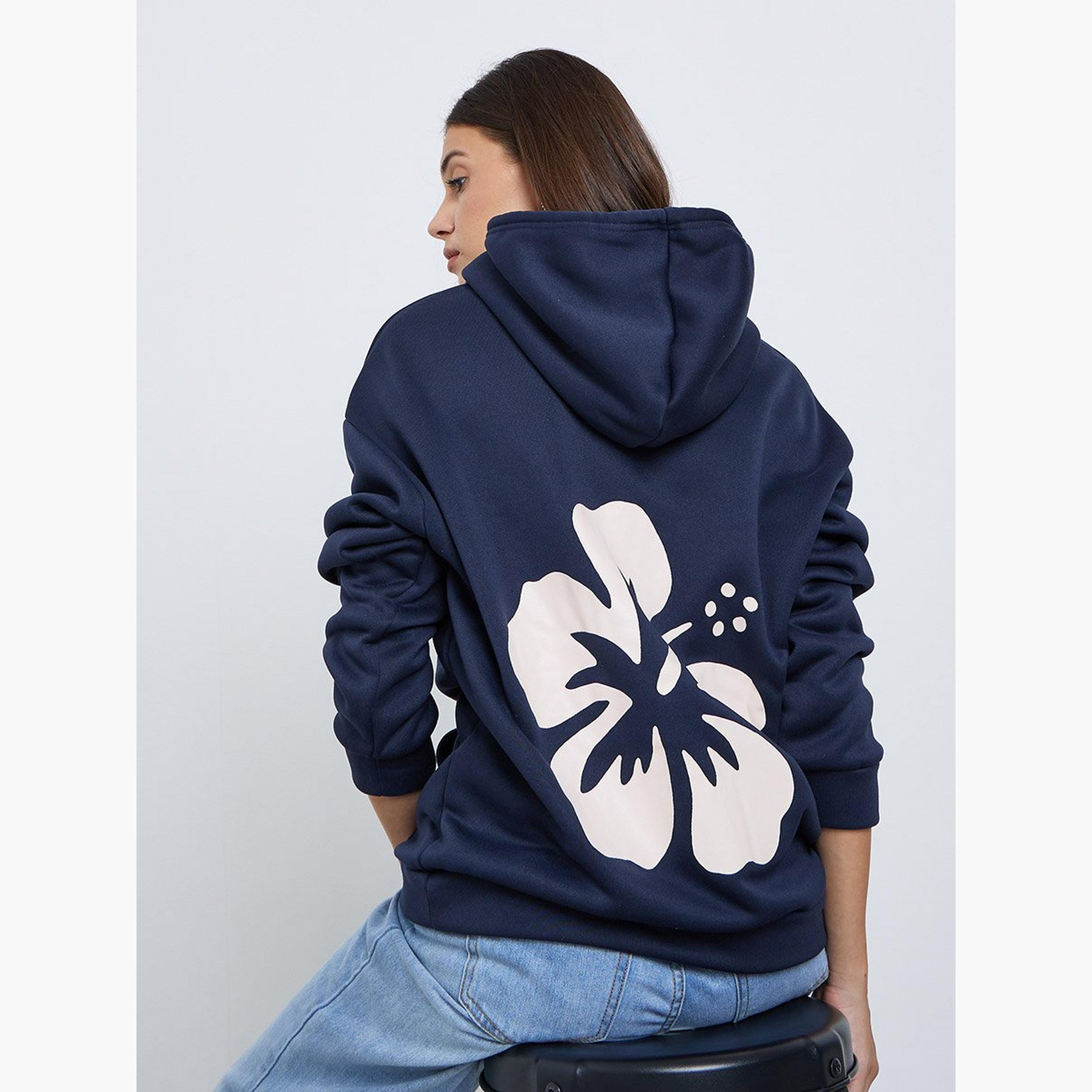تيك تو - هودي بطبعة زهور باللون الأزرق الداكن-women-clothing-hoodiesandsweatshirts-hoodies-image-2