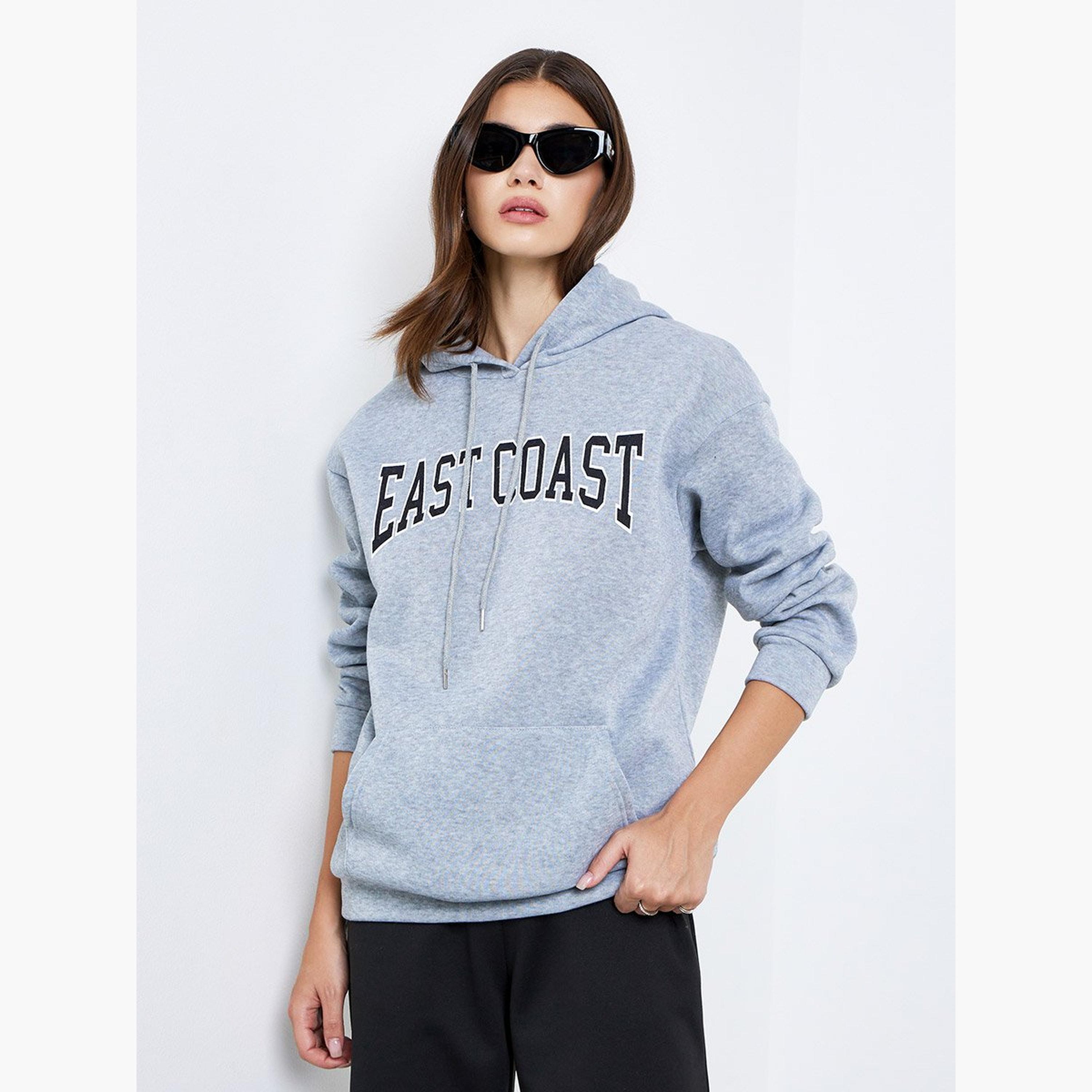 تيك تو - سويت شيرت رمادي اللون بطباعة شعارات مقاس كبير للنساء-women-clothing-hoodiesandsweatshirts-sweatshirts-image-1
