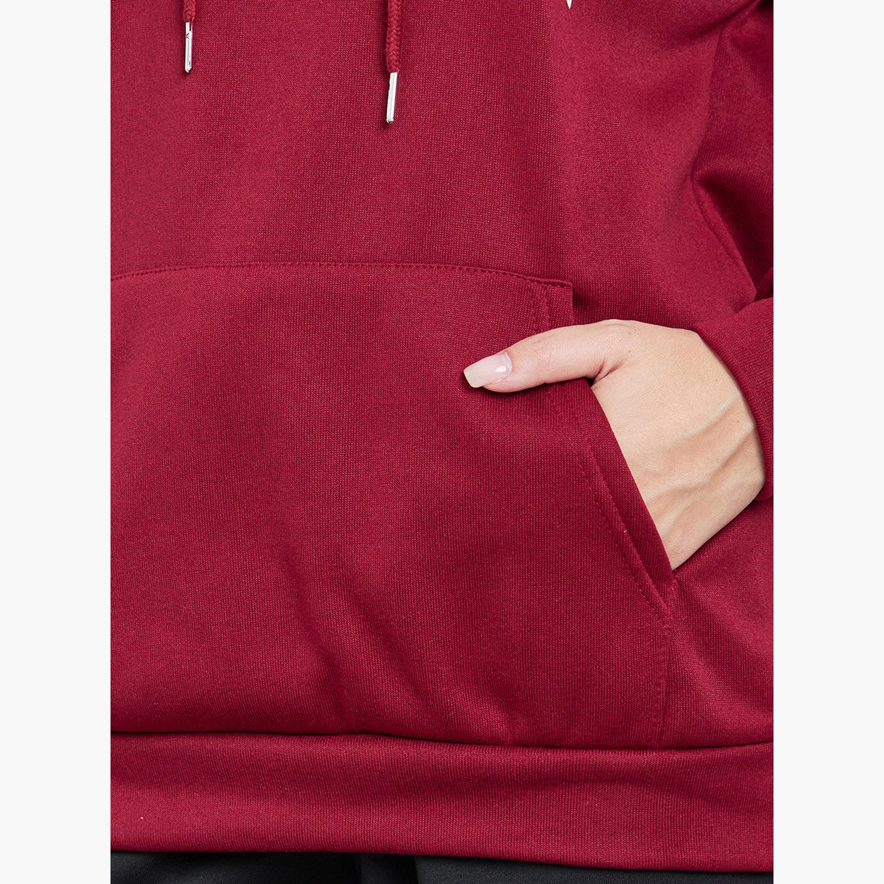 تيك تو - هودي مقاس كبير بطبعة شعار باللون العنابي-women-clothing-hoodiesandsweatshirts-hoodies-image-3