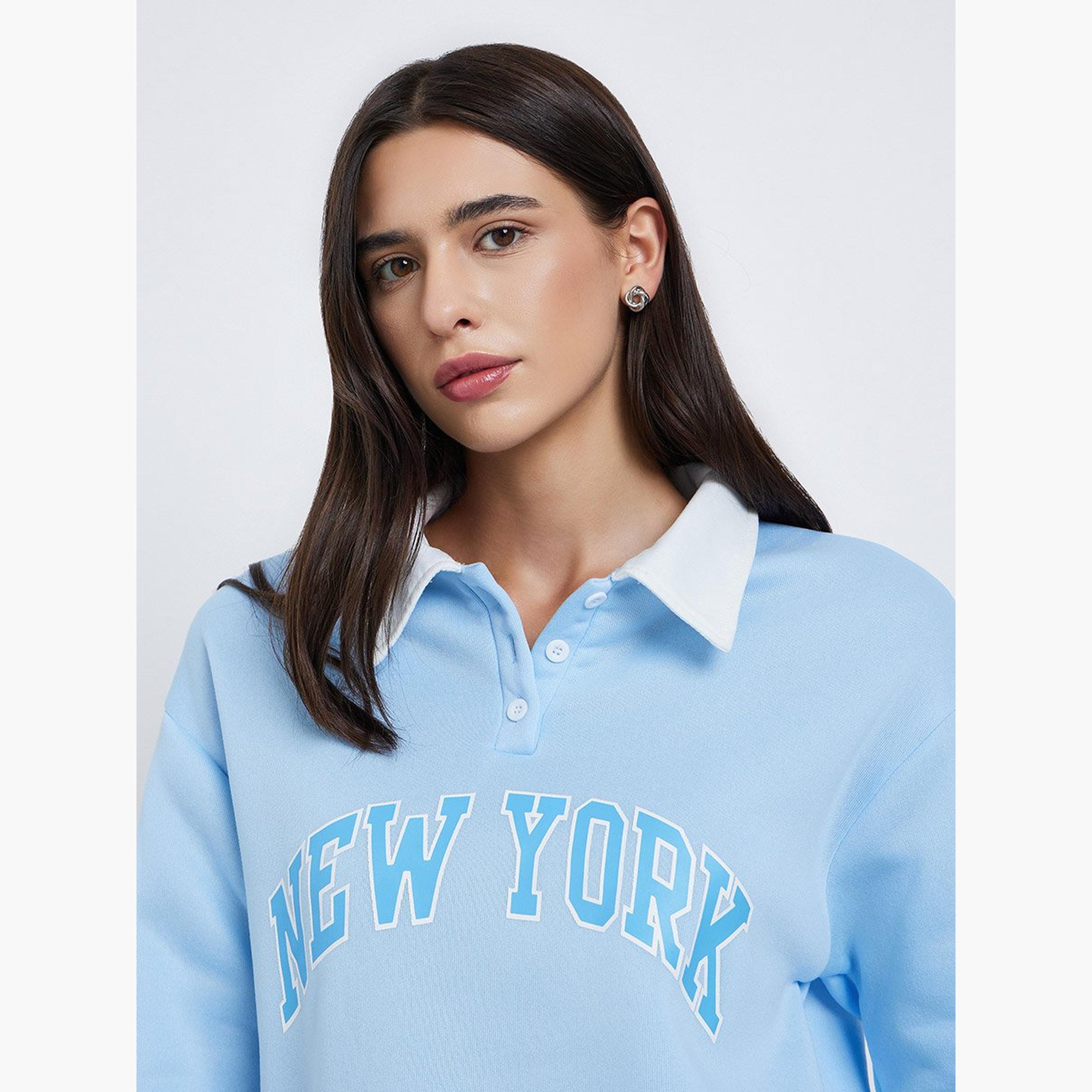 تيك تو - سويت شيرت بولو بطبعة نيويورك باللون الأزرق-women-clothing-hoodiesandsweatshirts-sweatshirts-image-3