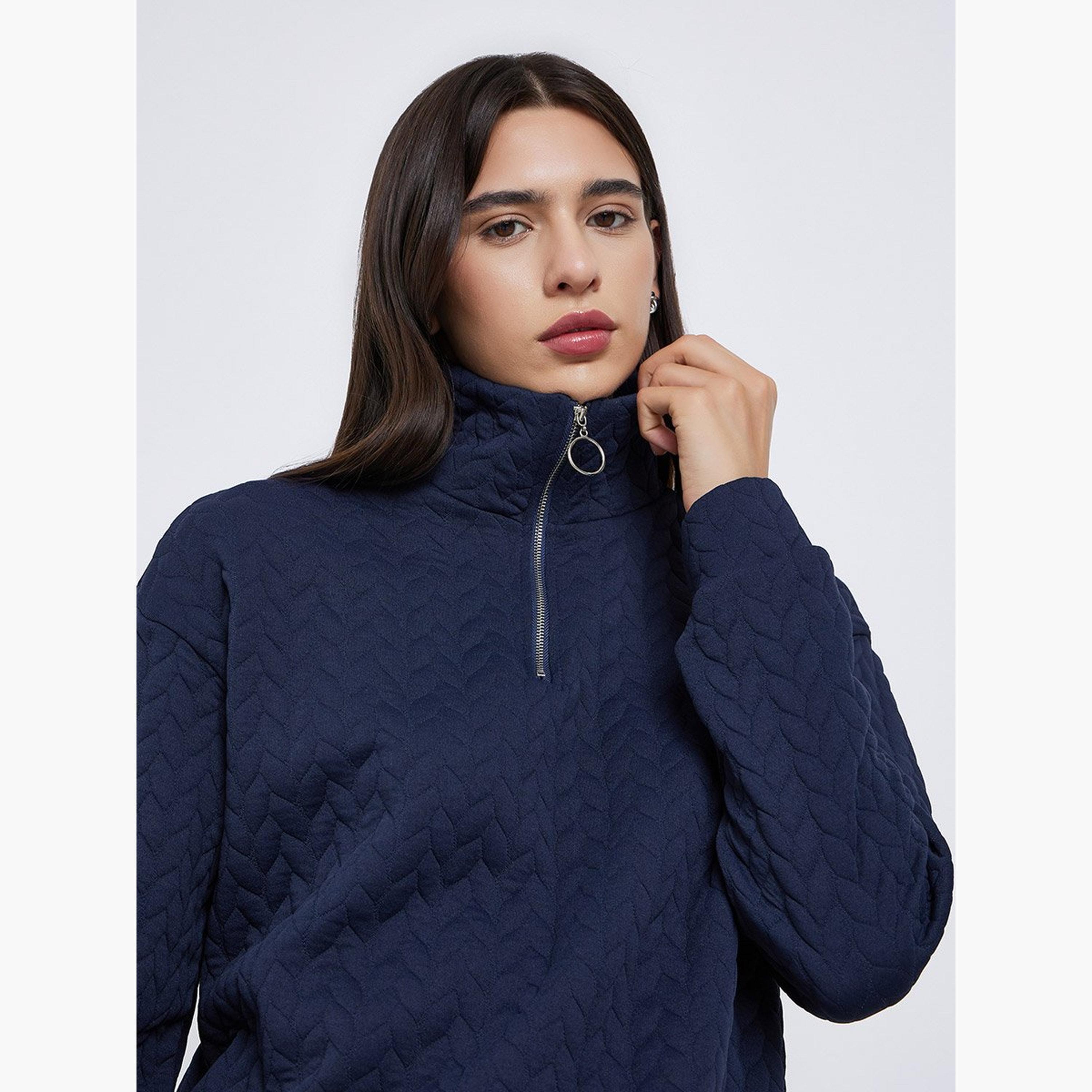 تيك تو - سويت شيرت أزرق داكن بمظهر مبطن-women-winterwear-hoodiesandsweatshirts-sweatshirts-image-4