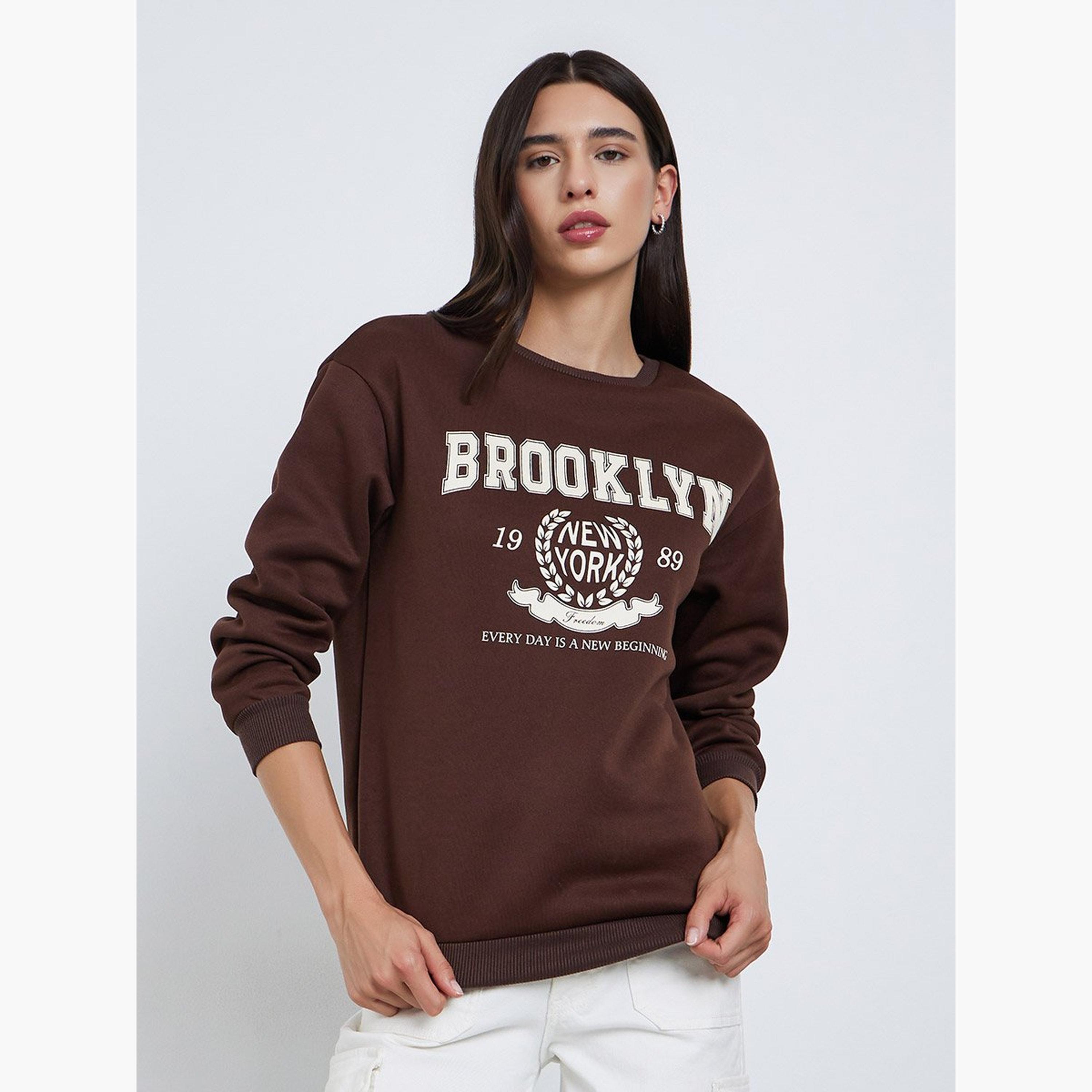 Take Two Brooklyn Print Round Neck Long Sleeves Women's Sweatshirt-women-clothing-hoodiesandsweatshirts-sweatshirts-image-1